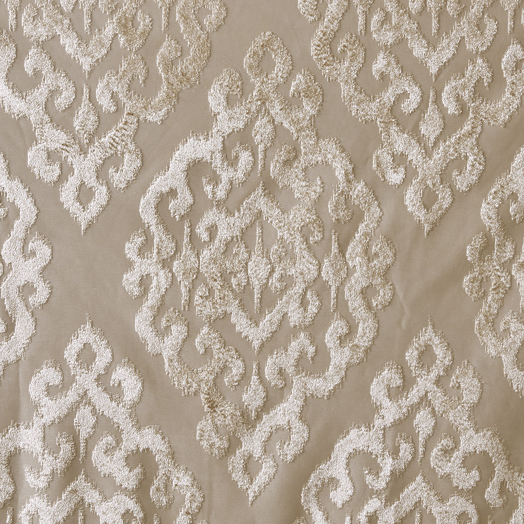 Knitted Jacquard Damask Total Blackout Grommet Top Curtain Panel