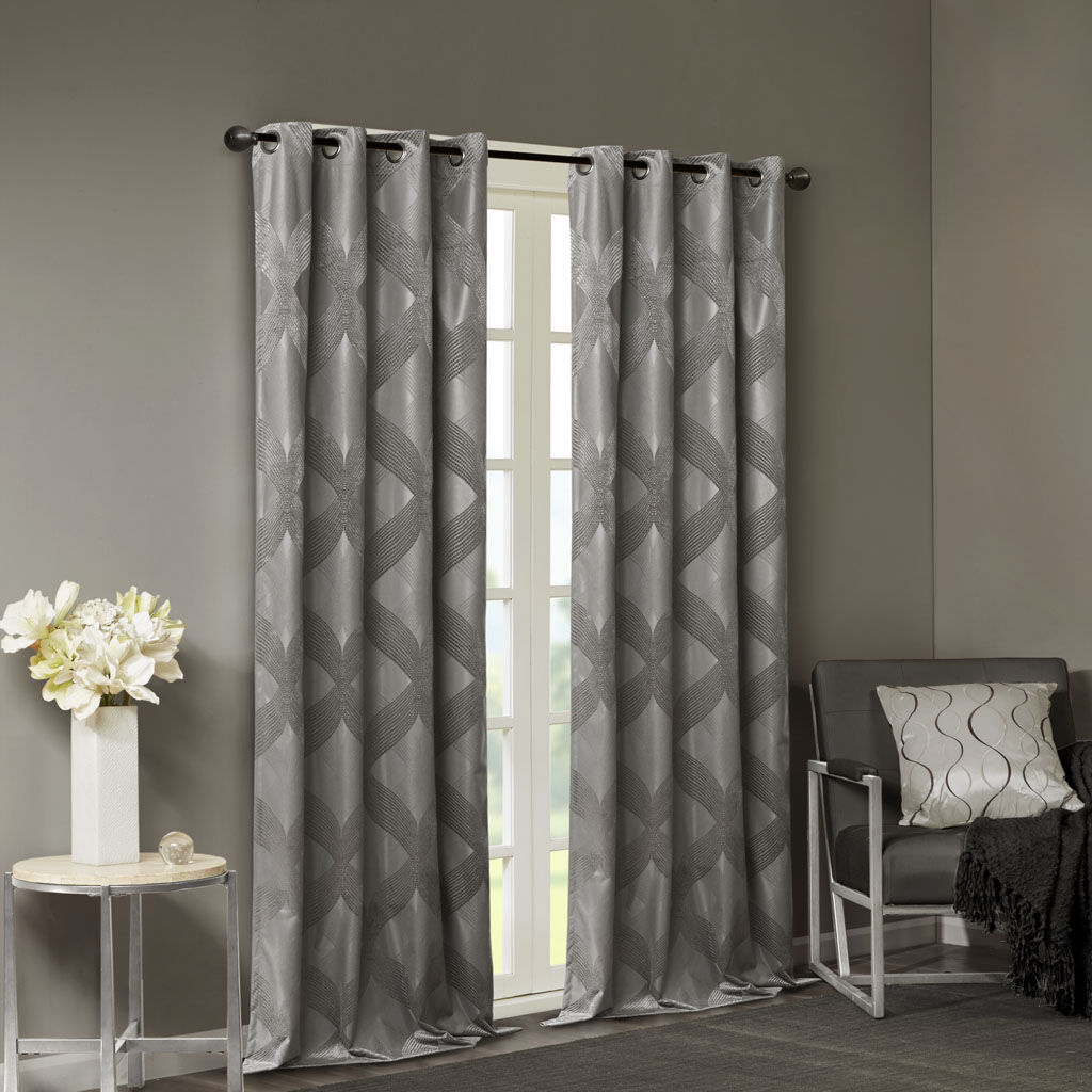 Ogee Knitted Jacquard Total Blackout Curtain Panel