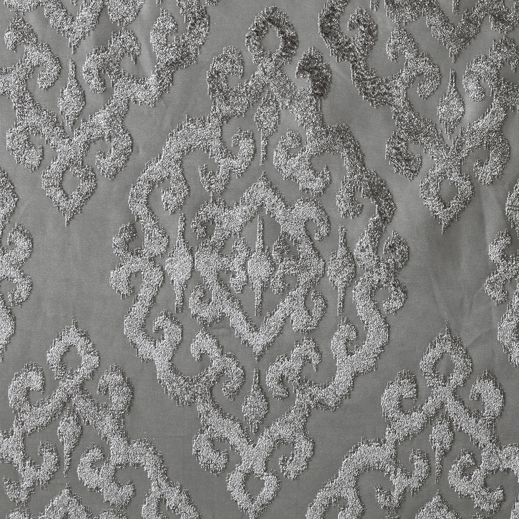 Knitted Jacquard Damask Total Blackout Grommet Top Curtain Panel