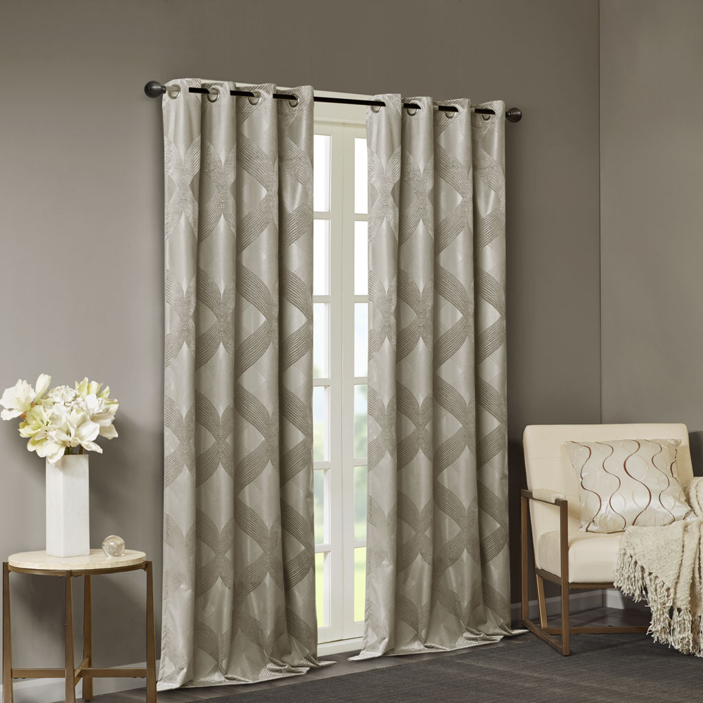 Ogee Knitted Jacquard Total Blackout Curtain Panel