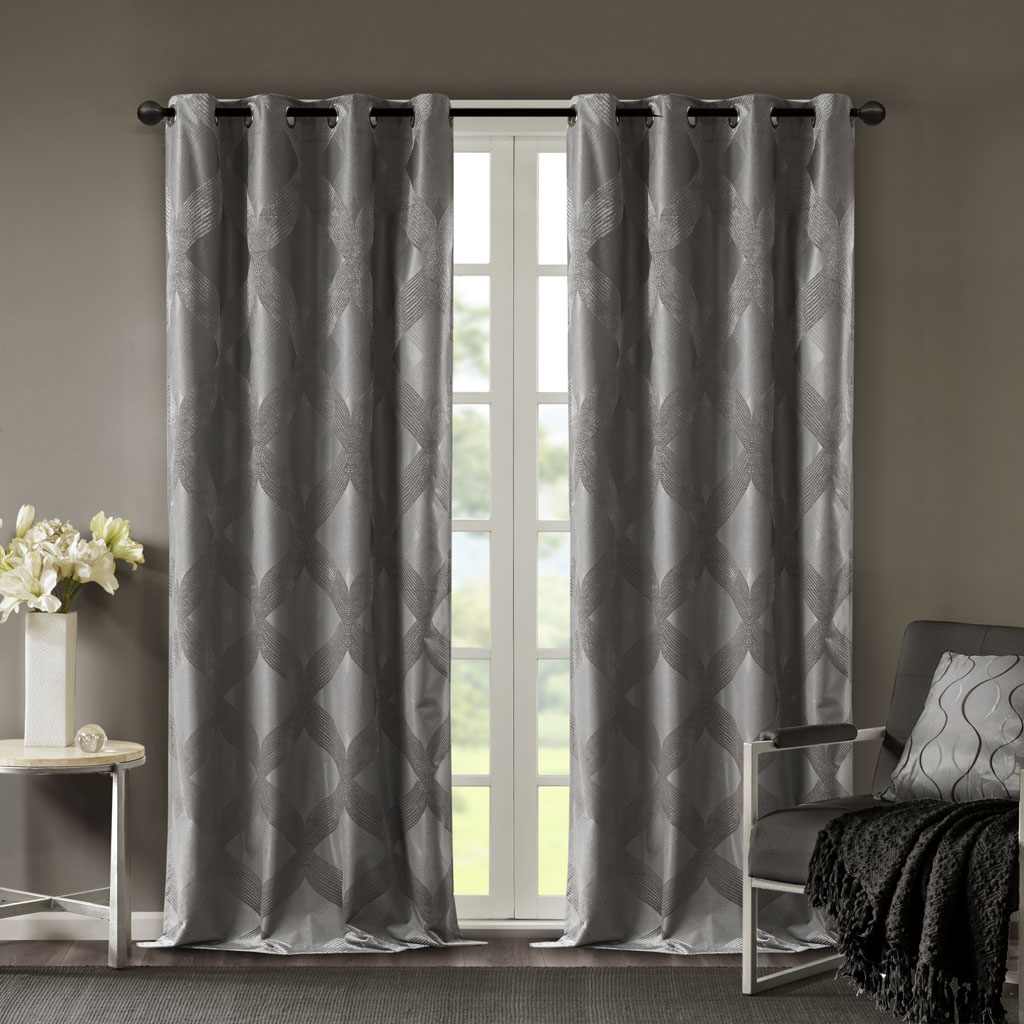 Ogee Knitted Jacquard Total Blackout Curtain Panel