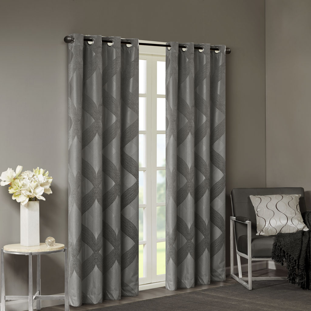 Ogee Knitted Jacquard Total Blackout Curtain Panel