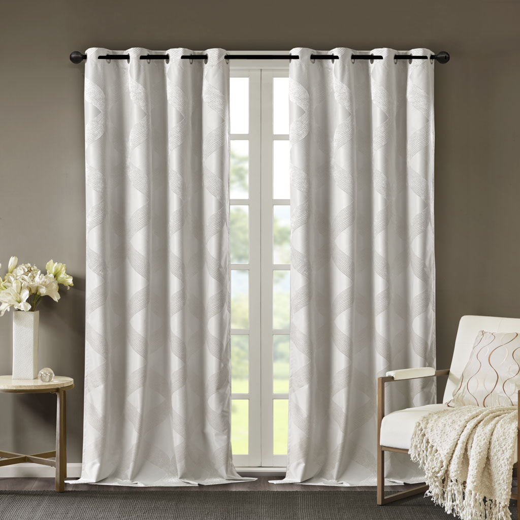 Ogee Knitted Jacquard Total Blackout Curtain Panel