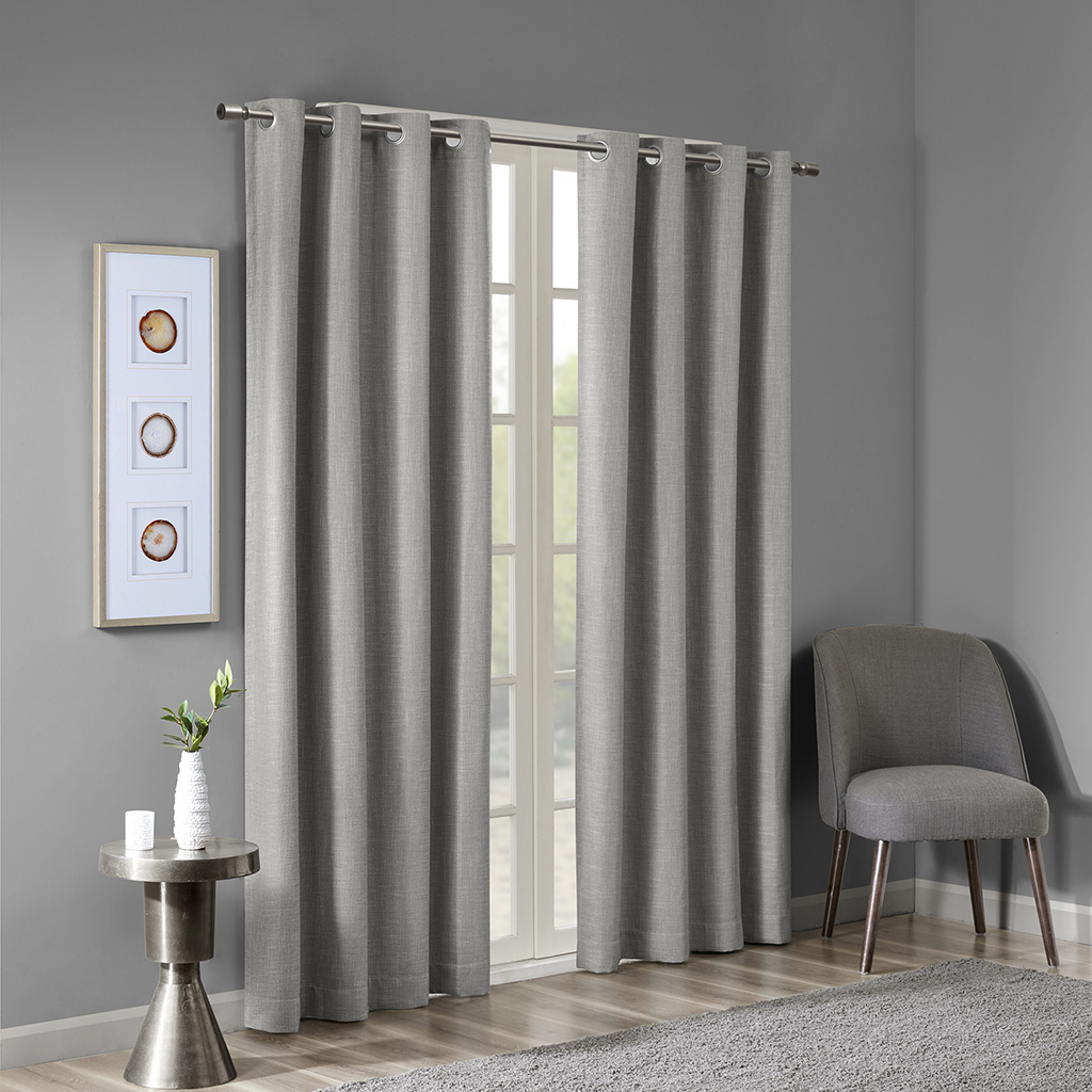 Printed Heathered Blackout Grommet Top Curtain Panel