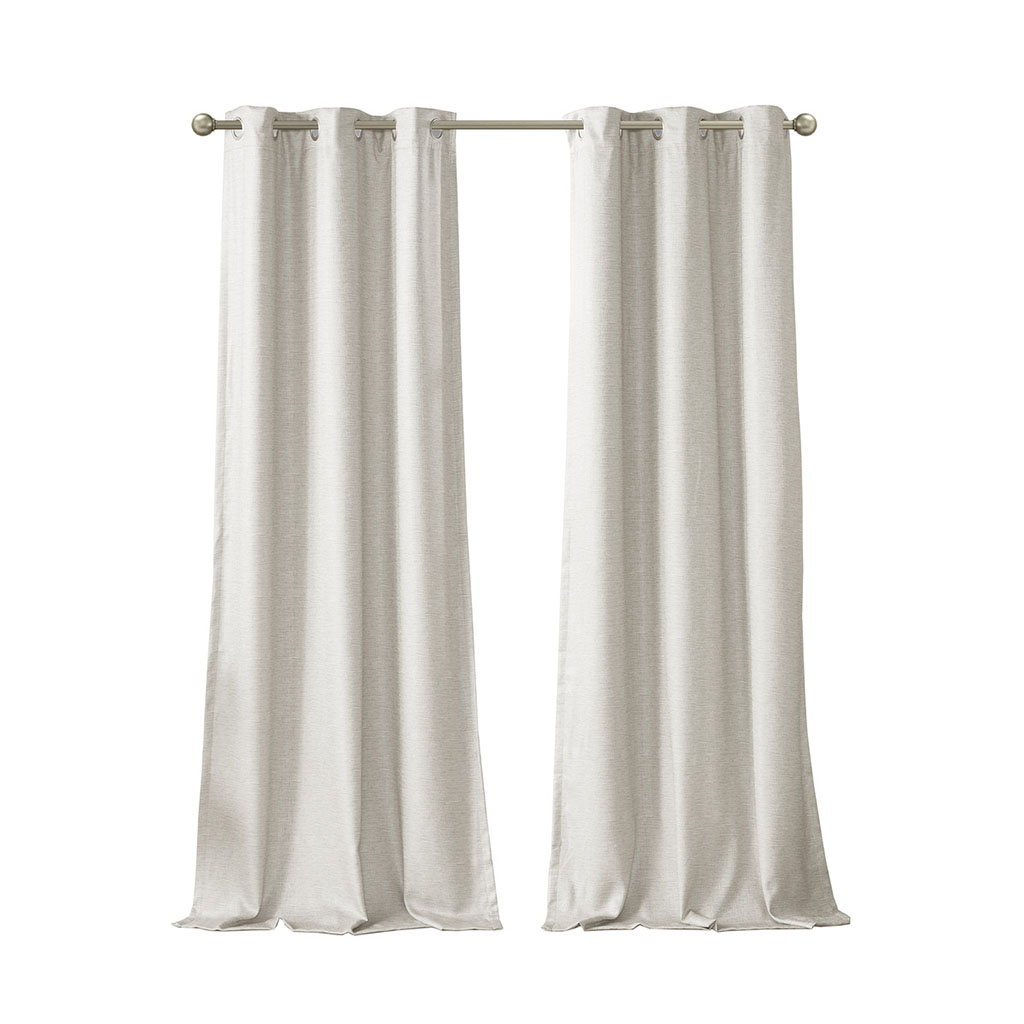 Tonal Printed Faux Silk Total Blackout Curtain Panel Pair