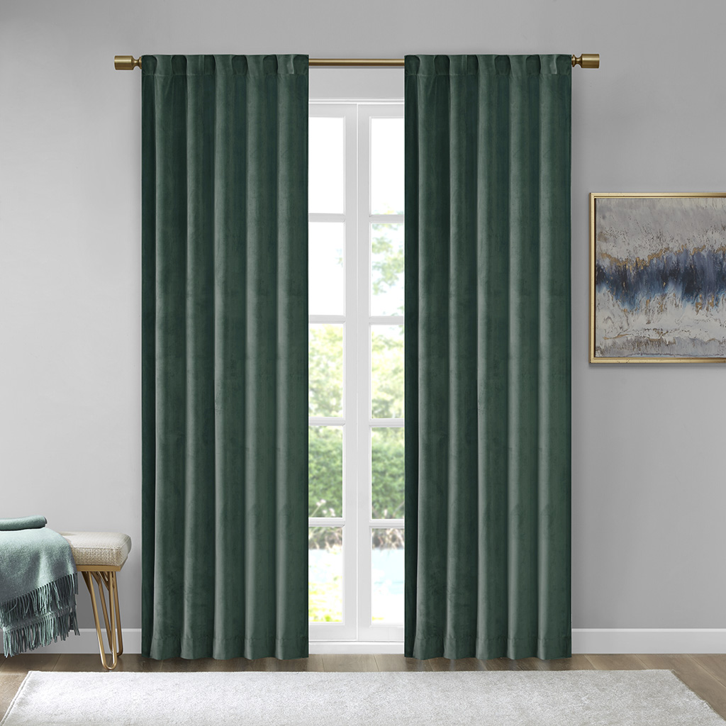 Room Darkening Poly Velvet Rod Pocket/Back Tab Curtain Panel Pair