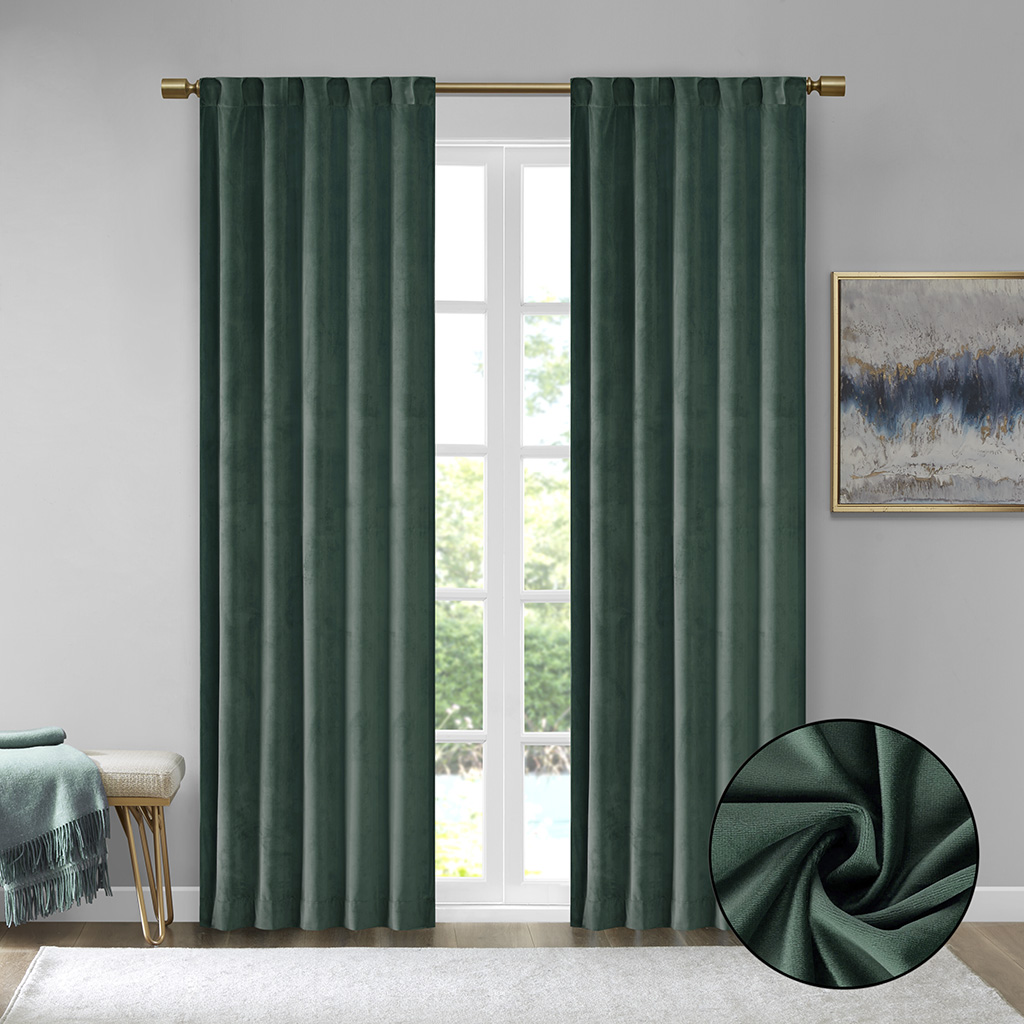 Room Darkening Poly Velvet Rod Pocket/Back Tab Curtain Panel Pair