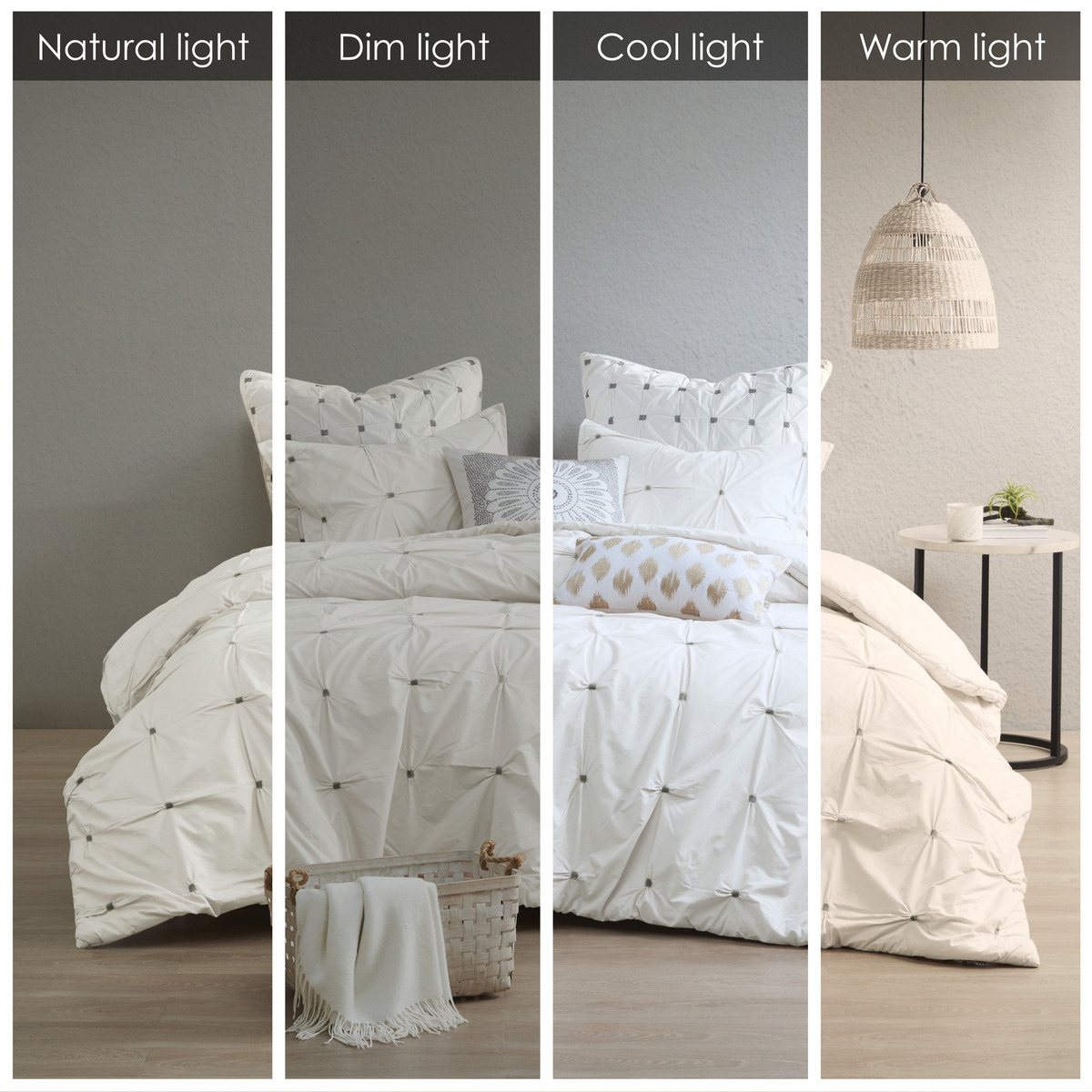 3 Piece Elastic Embroidered Cotton Duvet Cover Set