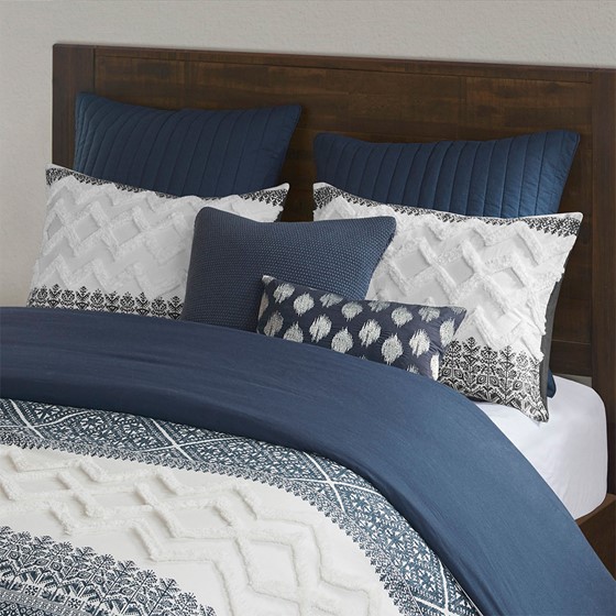 3 Piece Cotton Duvet Cover Set with Chenille Tufting