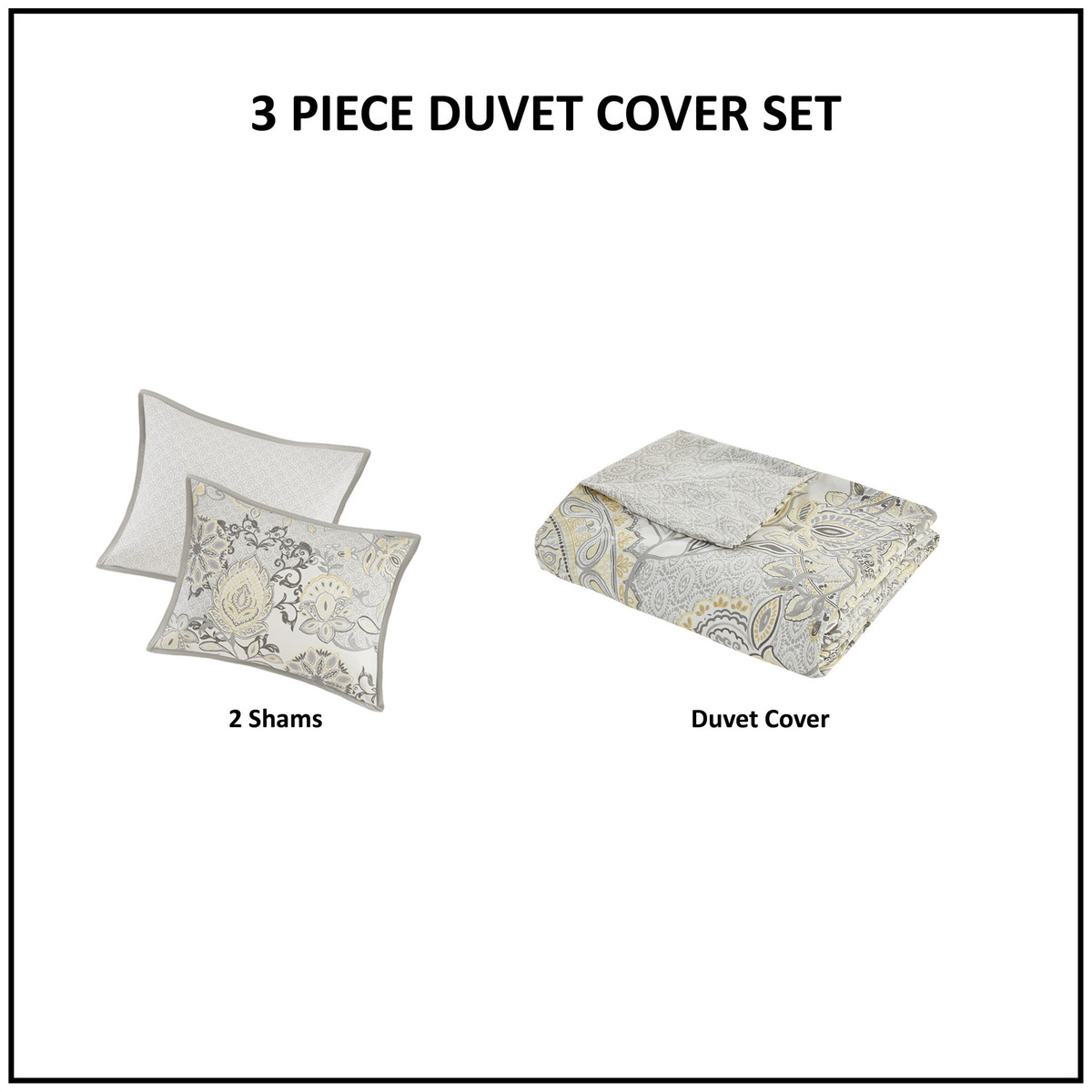 3 Piece Cotton Floral Printed Reversible Duvet Cover Set