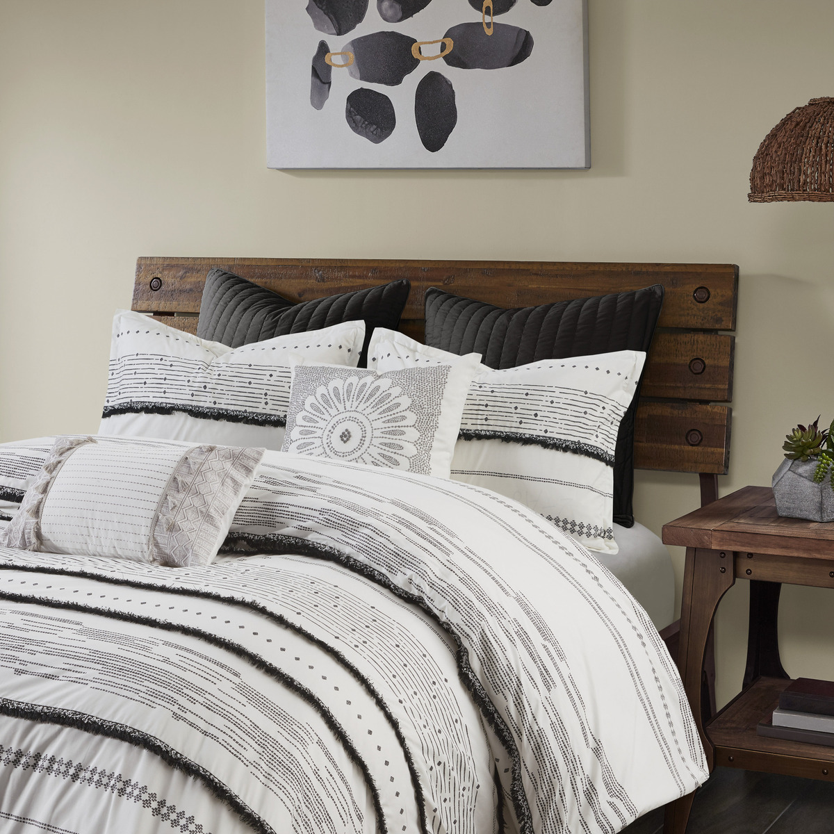 Cotton Printed Duvet Cover Set with Trims