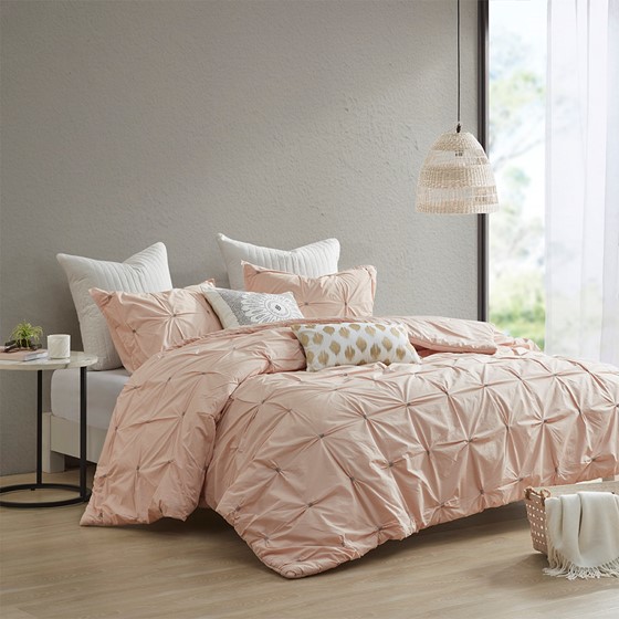 3 Piece Elastic Embroidered Cotton Duvet Cover Set