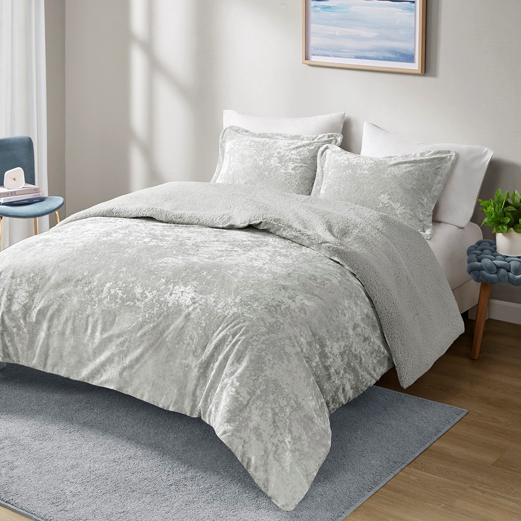 Crushed Velvet Sherpa Reversible Comforter Set