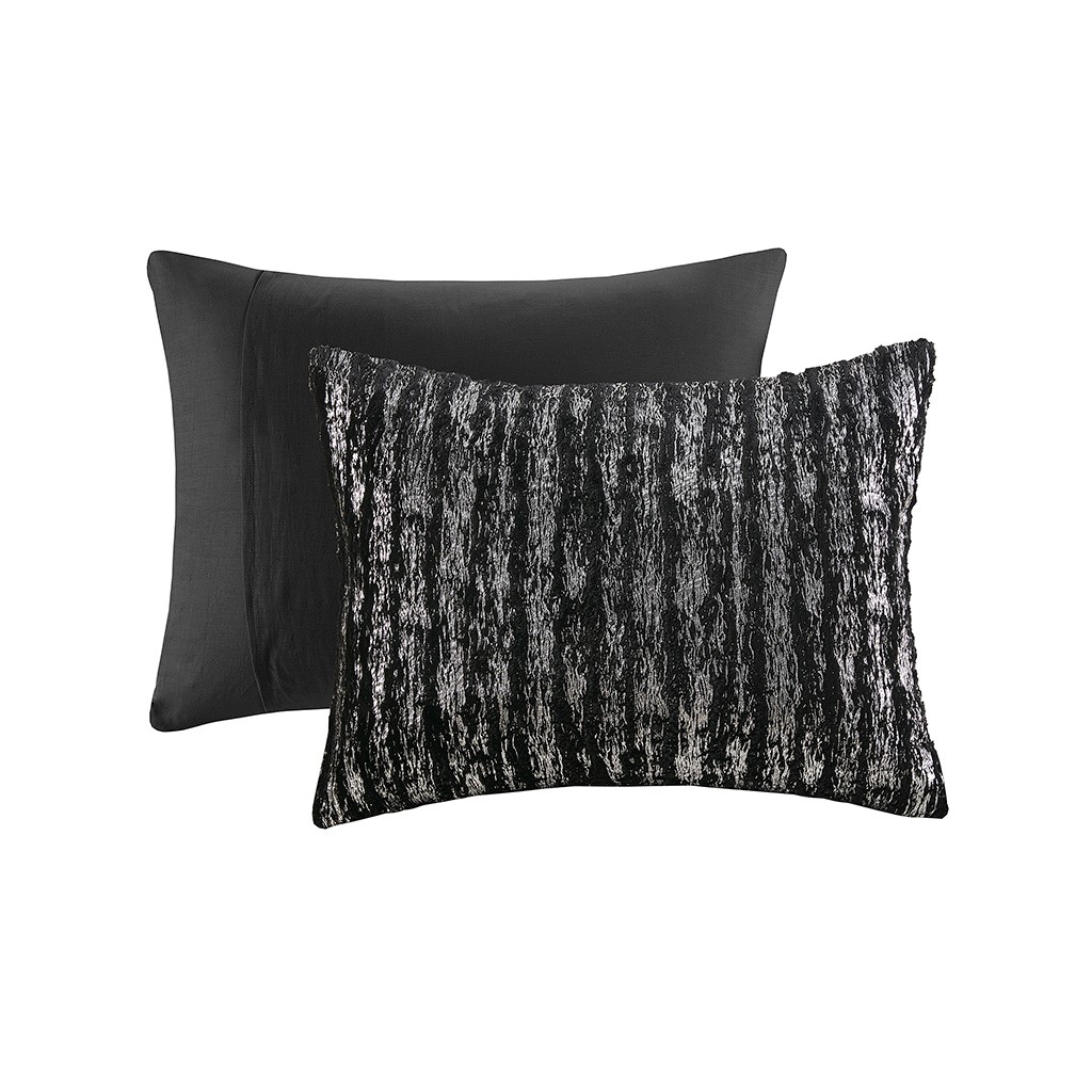 Metallic Print Faux Fur Comforter Set