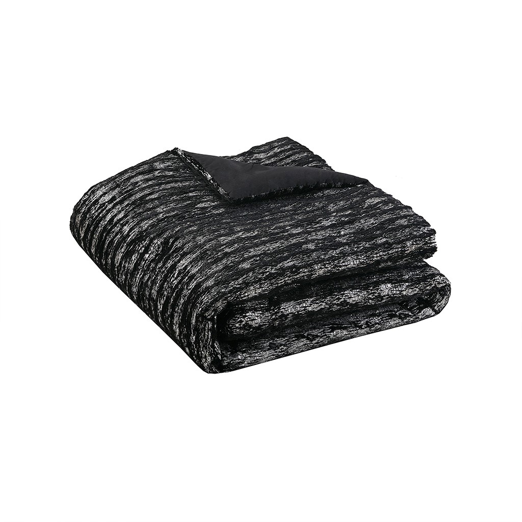 Metallic Print Faux Fur Comforter Set