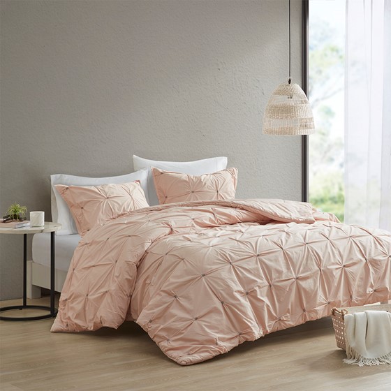 3 Piece Elastic Embroidered Cotton Duvet Cover Set