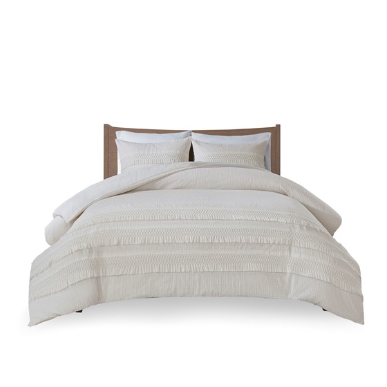 3 Piece Cotton Seersucker Duvet Cover Set