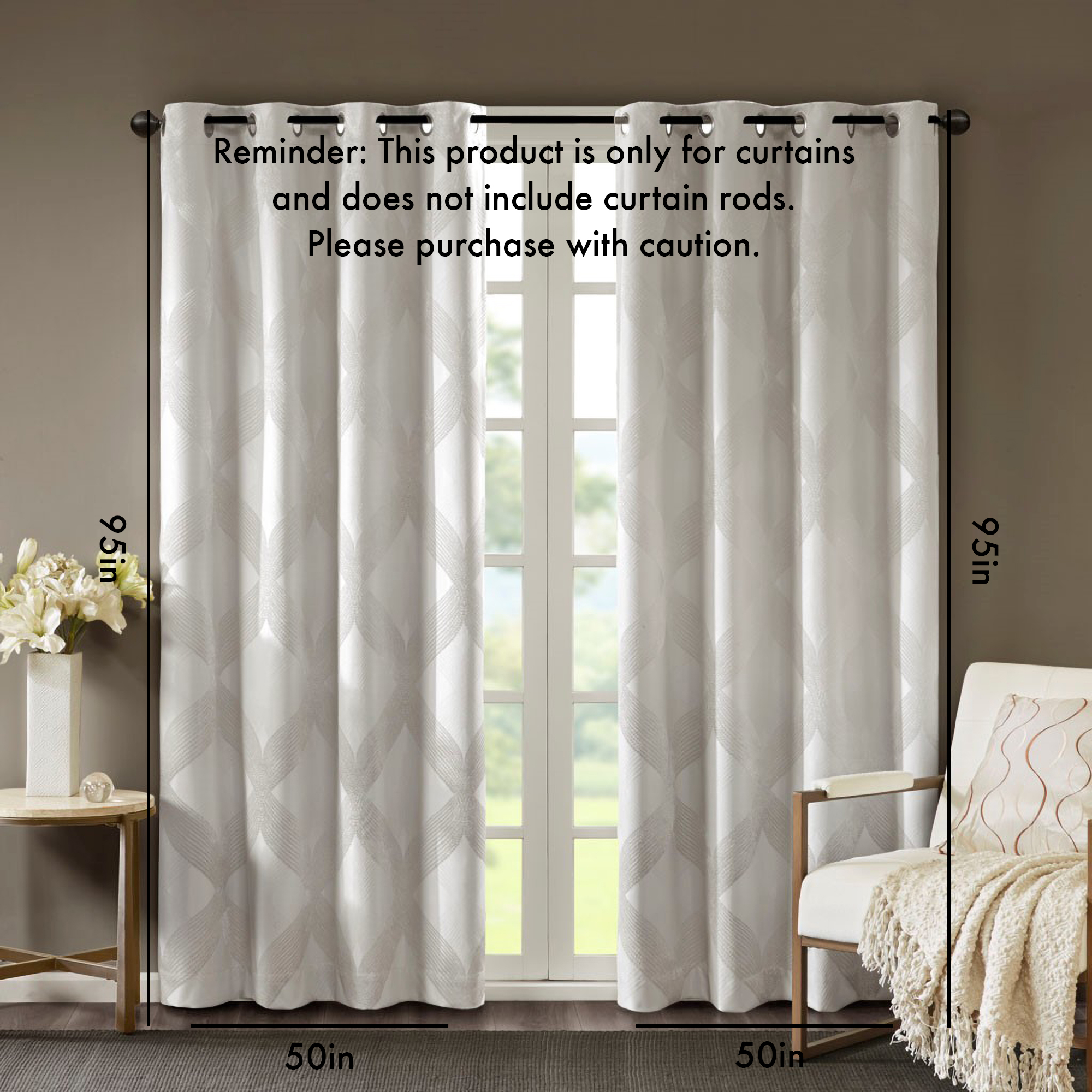 Ogee Knitted Jacquard Total Blackout Curtain Panel