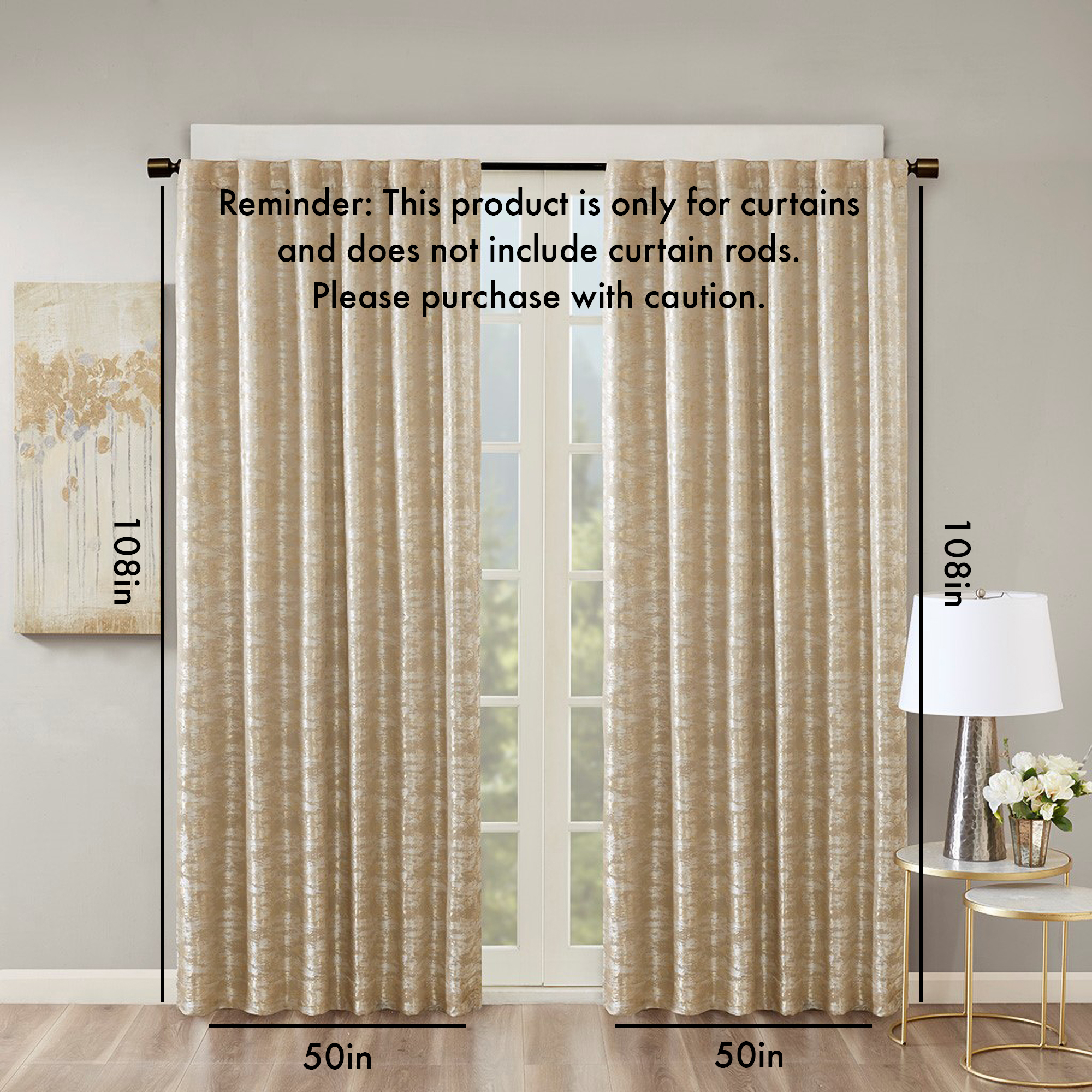 Jacquard Lined Total Blackout Rod Pocket/Back Tab Curtain Panel