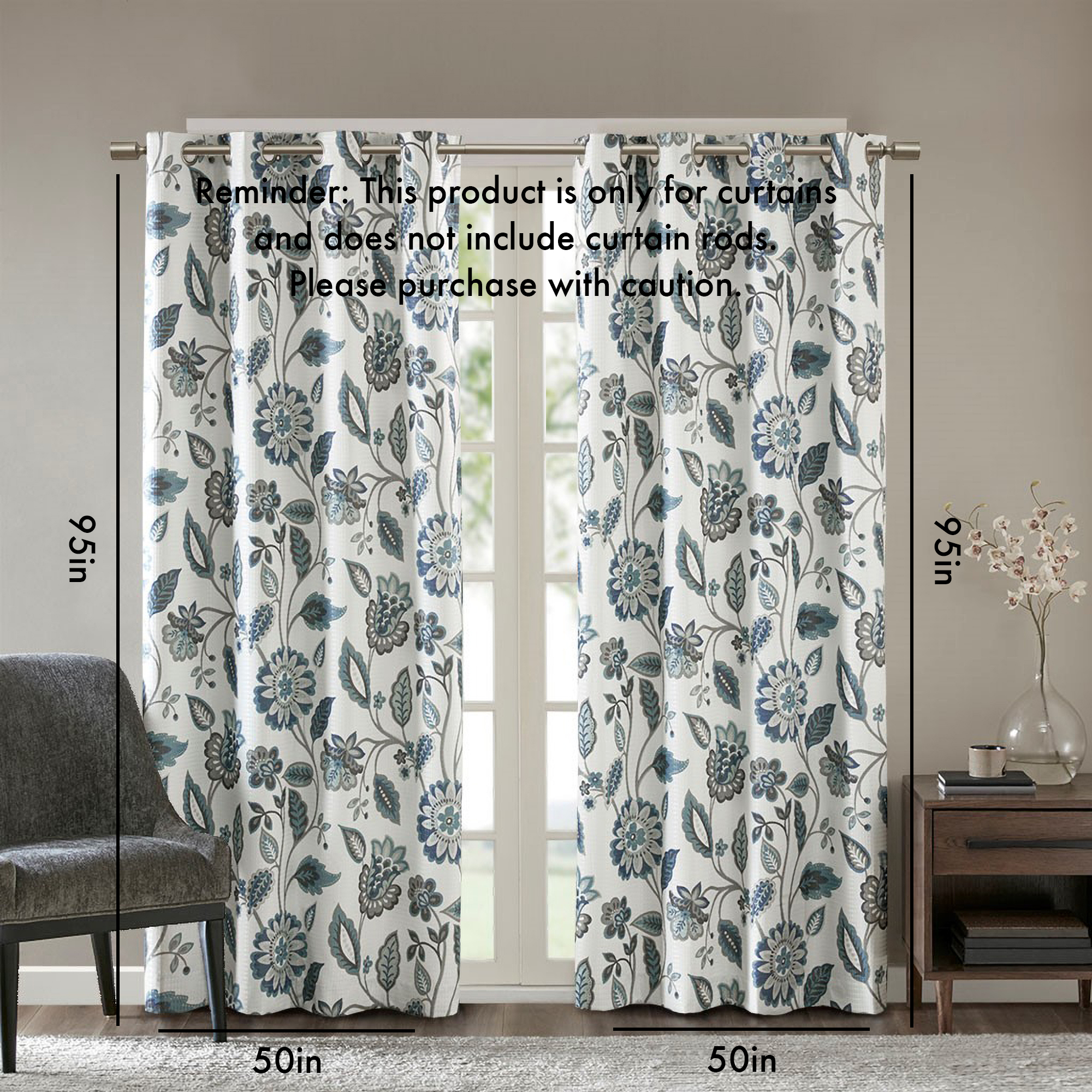 Jacquard Printed Room Darkening Curtain Panel