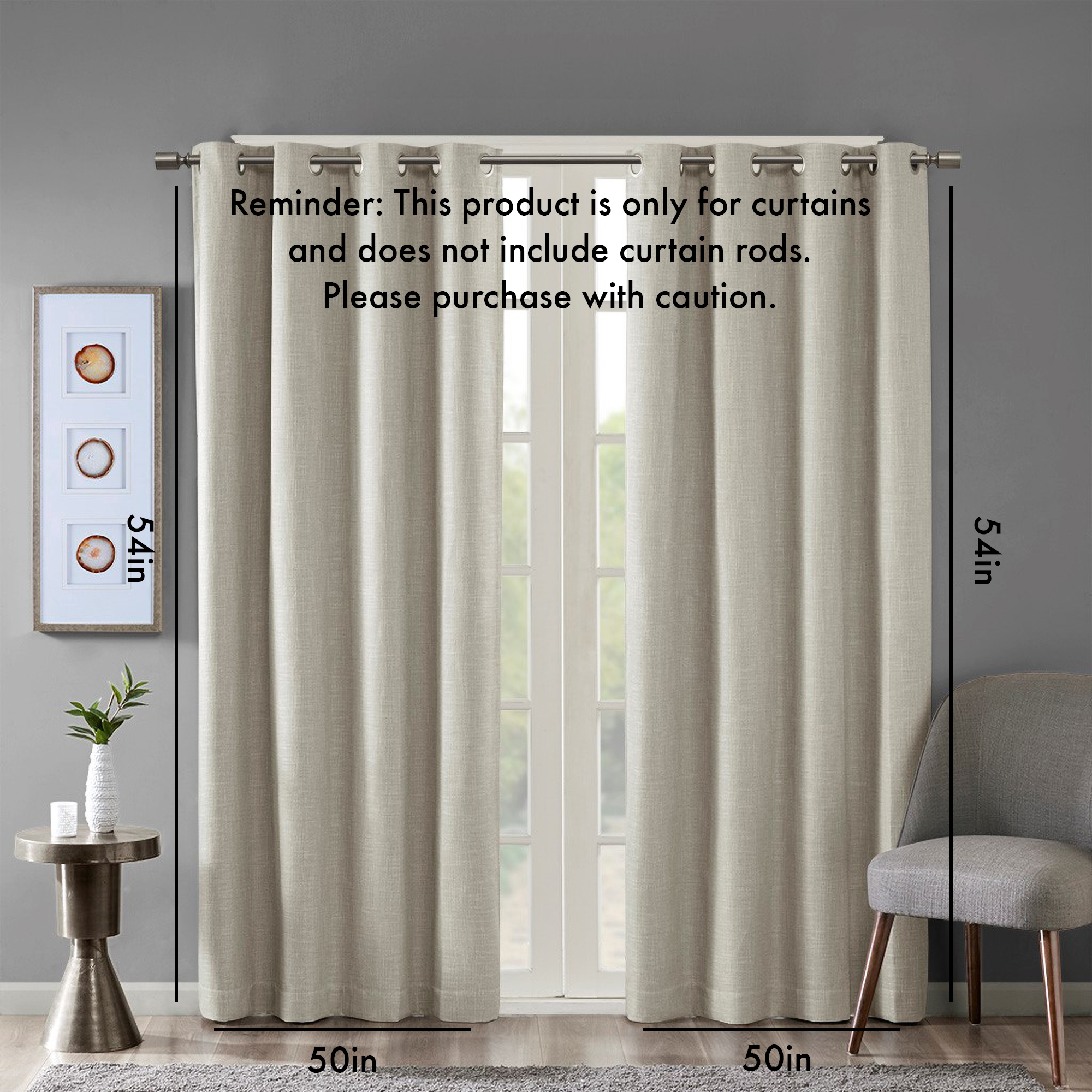 Printed Heathered Blackout Grommet Top Curtain Panel