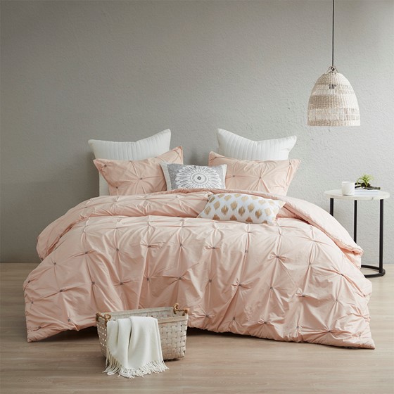 3 Piece Elastic Embroidered Cotton Duvet Cover Set