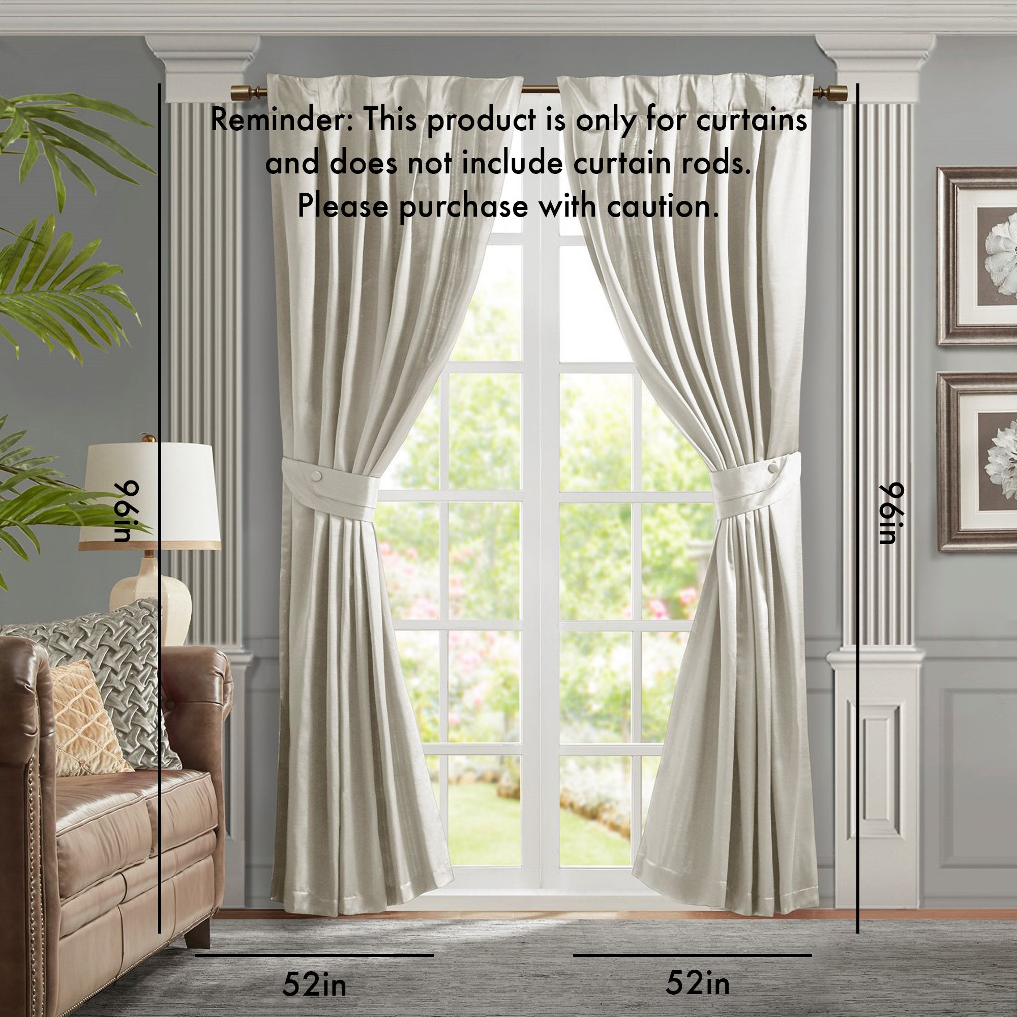 Pleat Curtain Panel with Tieback (Single)