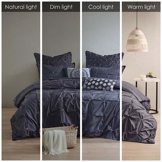 3 Piece Elastic Embroidered Cotton Duvet Cover Set