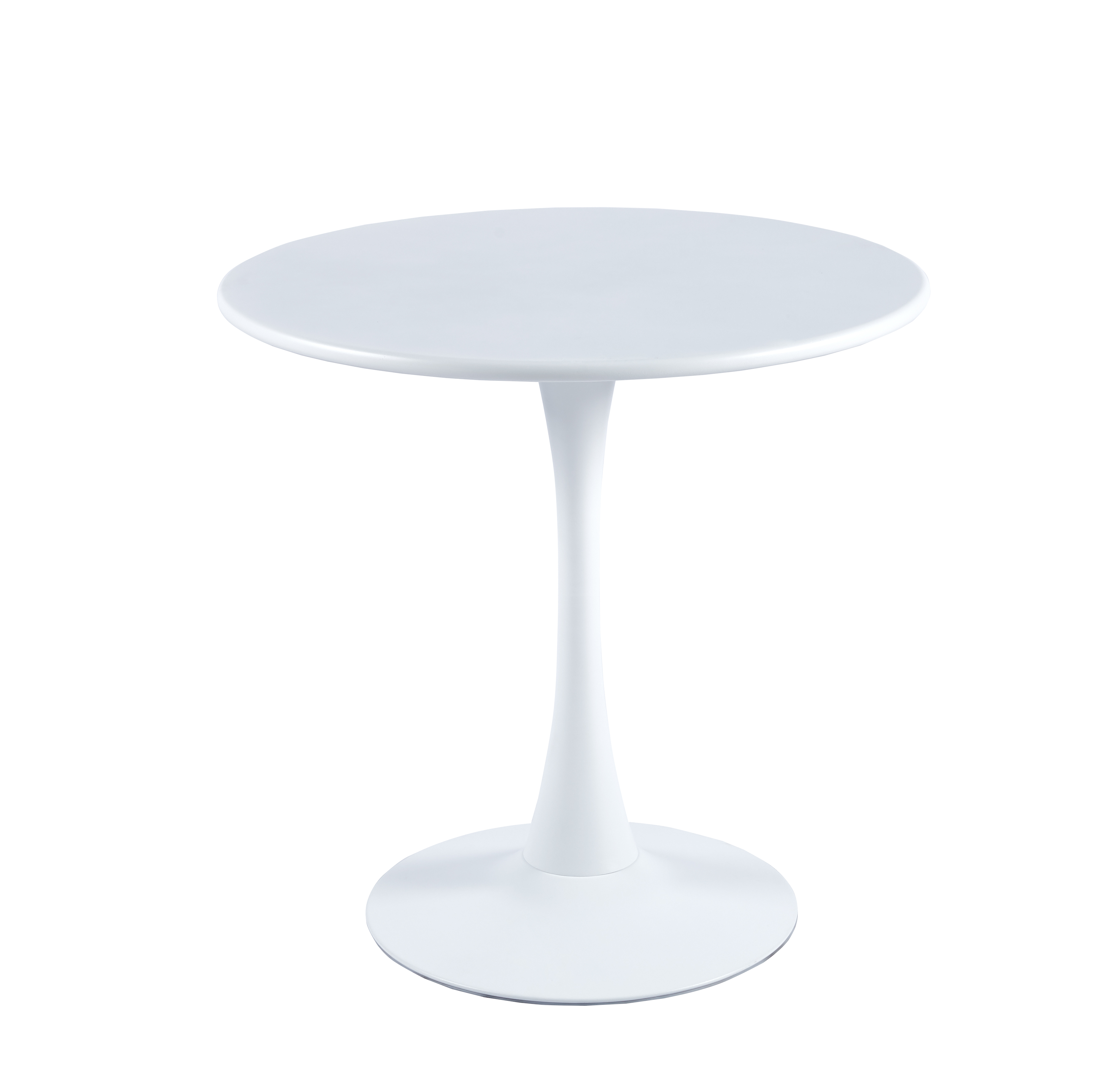 Modern White Round Dining Table, 31.5'' Diameter Solid Metal Base Coffee Table