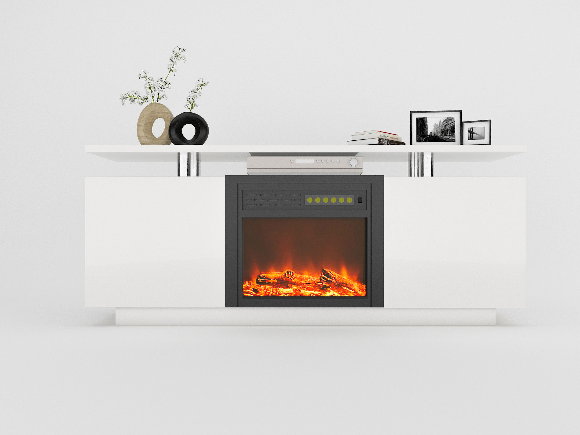 160CM high gloss TV cabinet tv unit with fireplace ,have heat and flame color changes