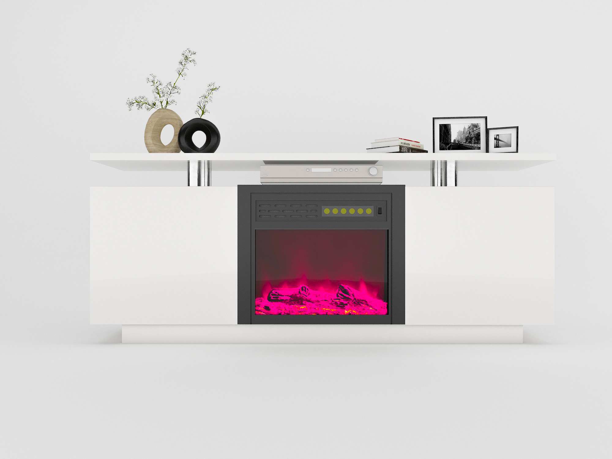 160CM high gloss TV cabinet tv unit with fireplace ,have heat and flame color changes