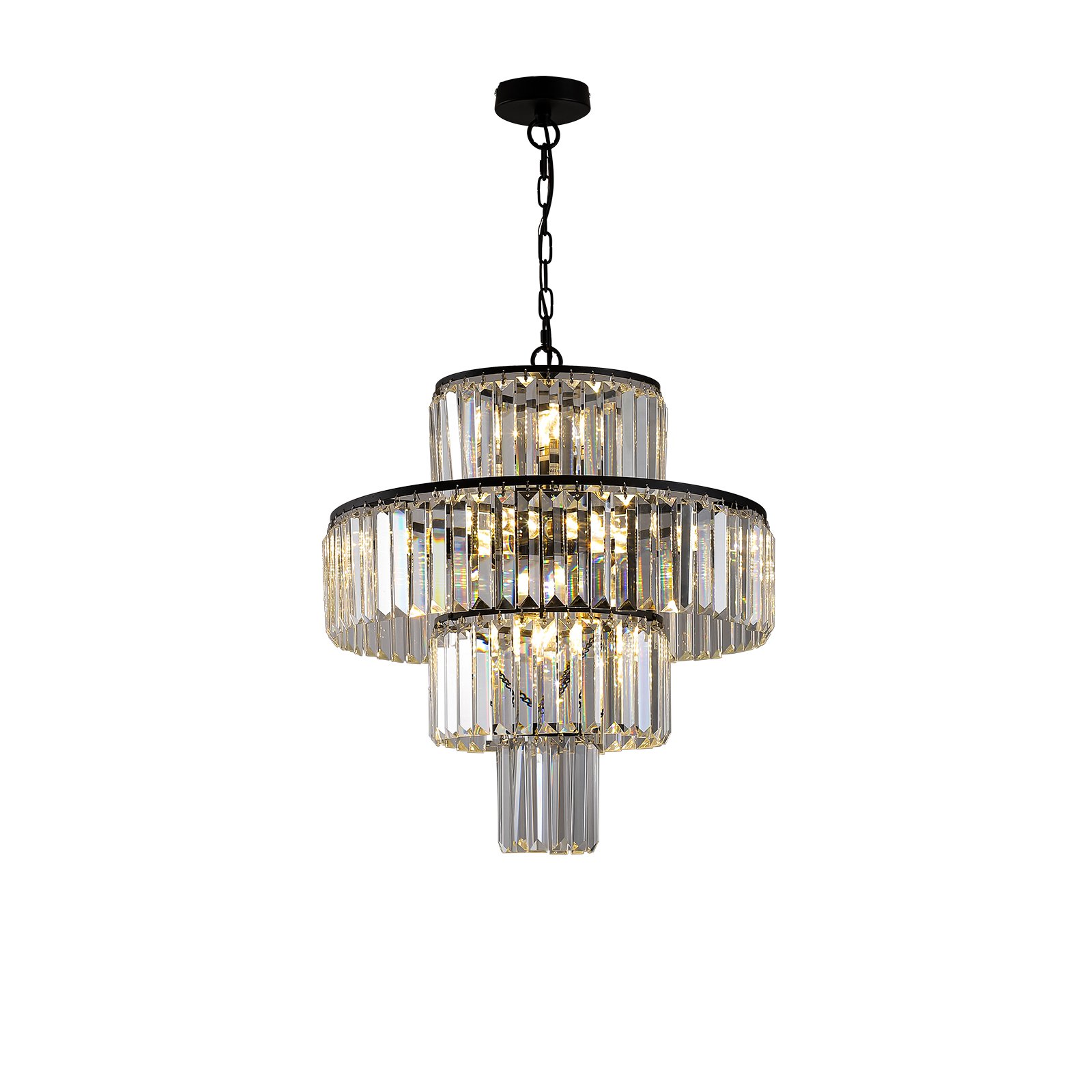 Black Luxury Crystal Chandelier Modern Chandeliers Lights Fixture Hanging Pendant Light Fixture for Dining Room Bedroom Living Room Dia 19.7 Inch-Black