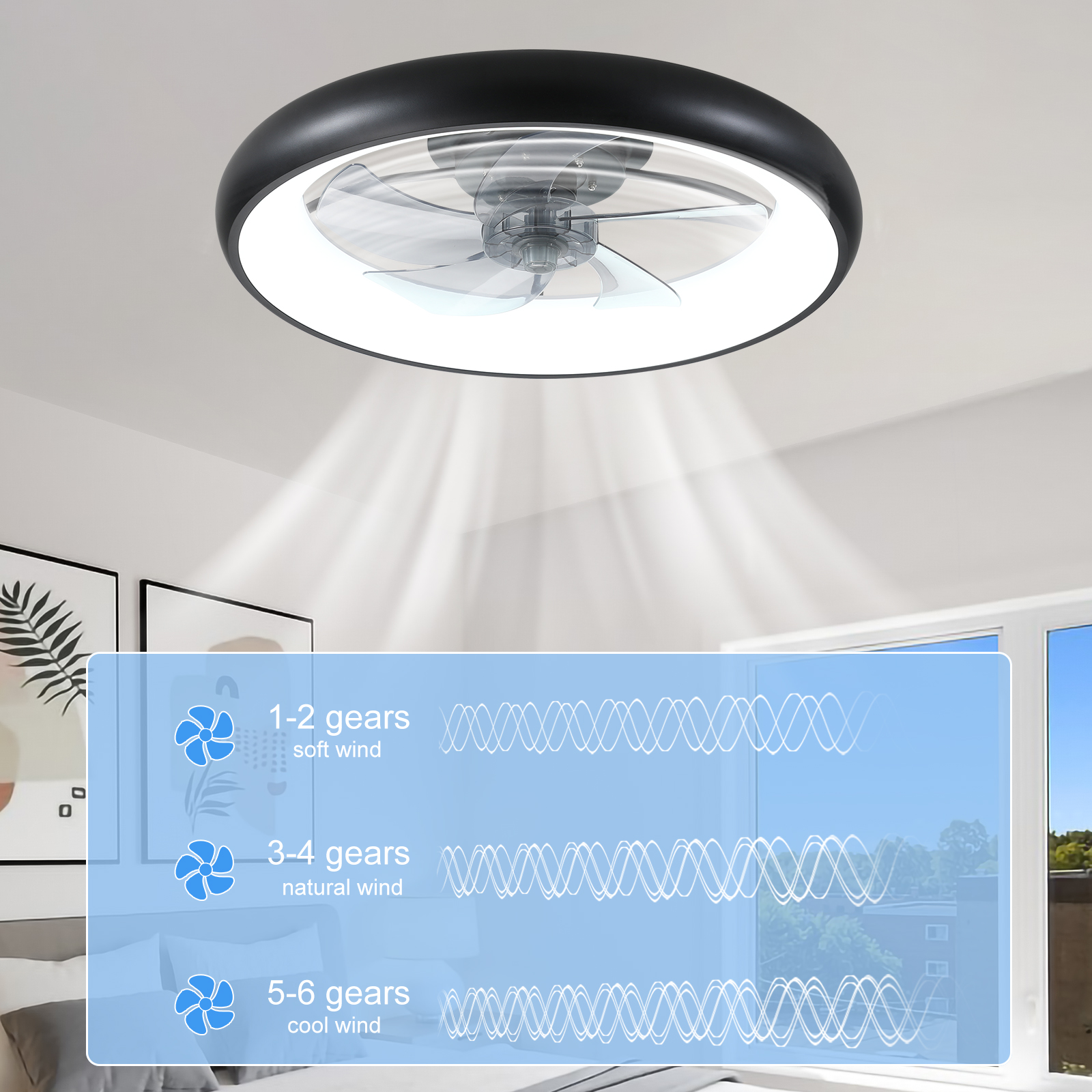 Ceiling Fan with Lights Dimmable LED