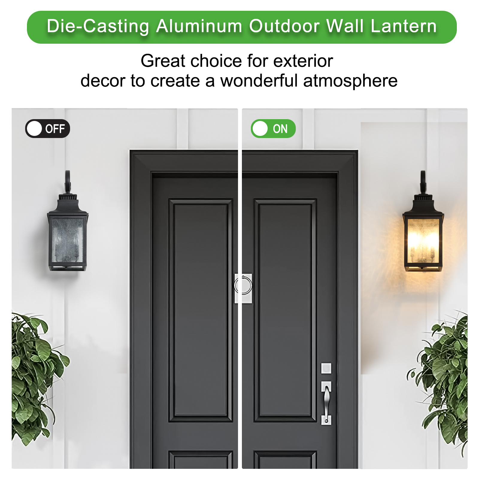 Large Outdoor Wall Lamps With Glass Supports multiple types of light bulbs (2pack)