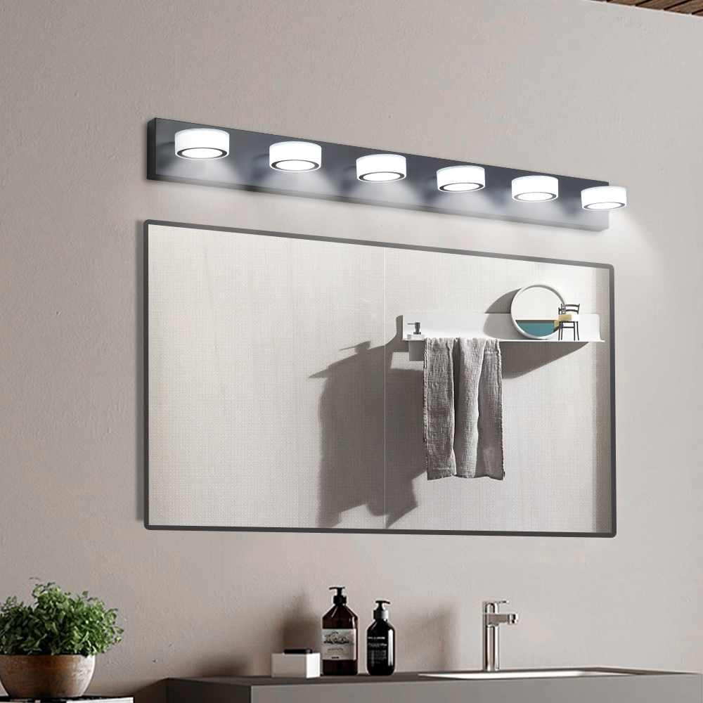 (Same as W1340P206812/L002003-W6B) LED Modern Black 6-Light Vanity Lights Fixtures Over Mirror Bath Wall Lighting