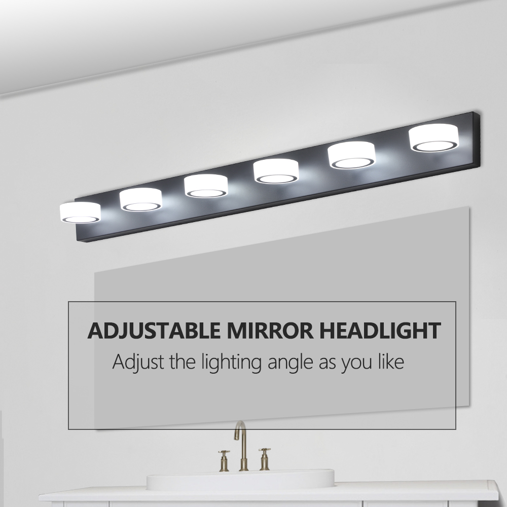 (Same as W1340110595/L2010) LED Modern Black 6-Light Vanity Lights Fixtures Over Mirror Bath Wall Lighting