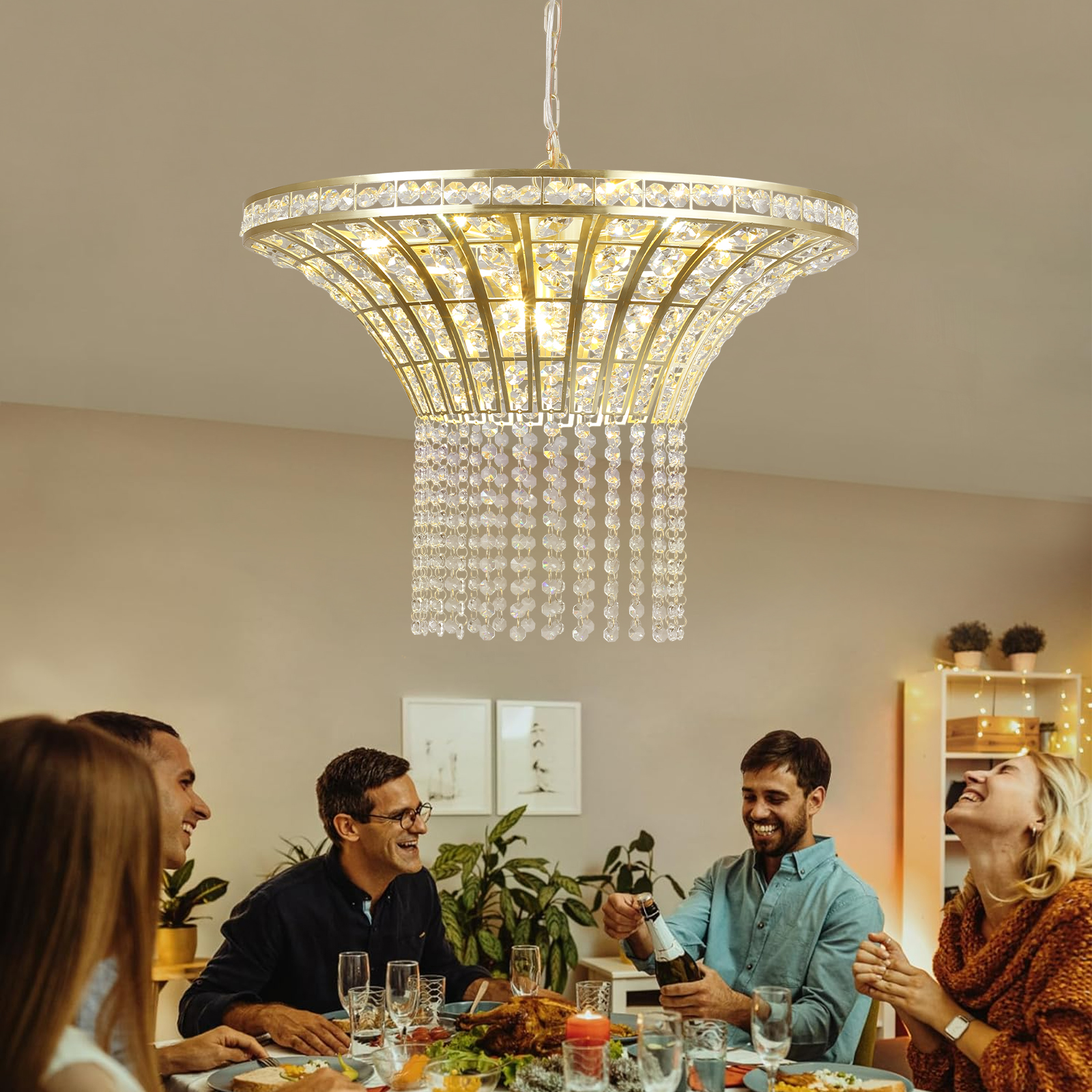 8-Light 23.6" Wide Crystal Waterfall Chandelier