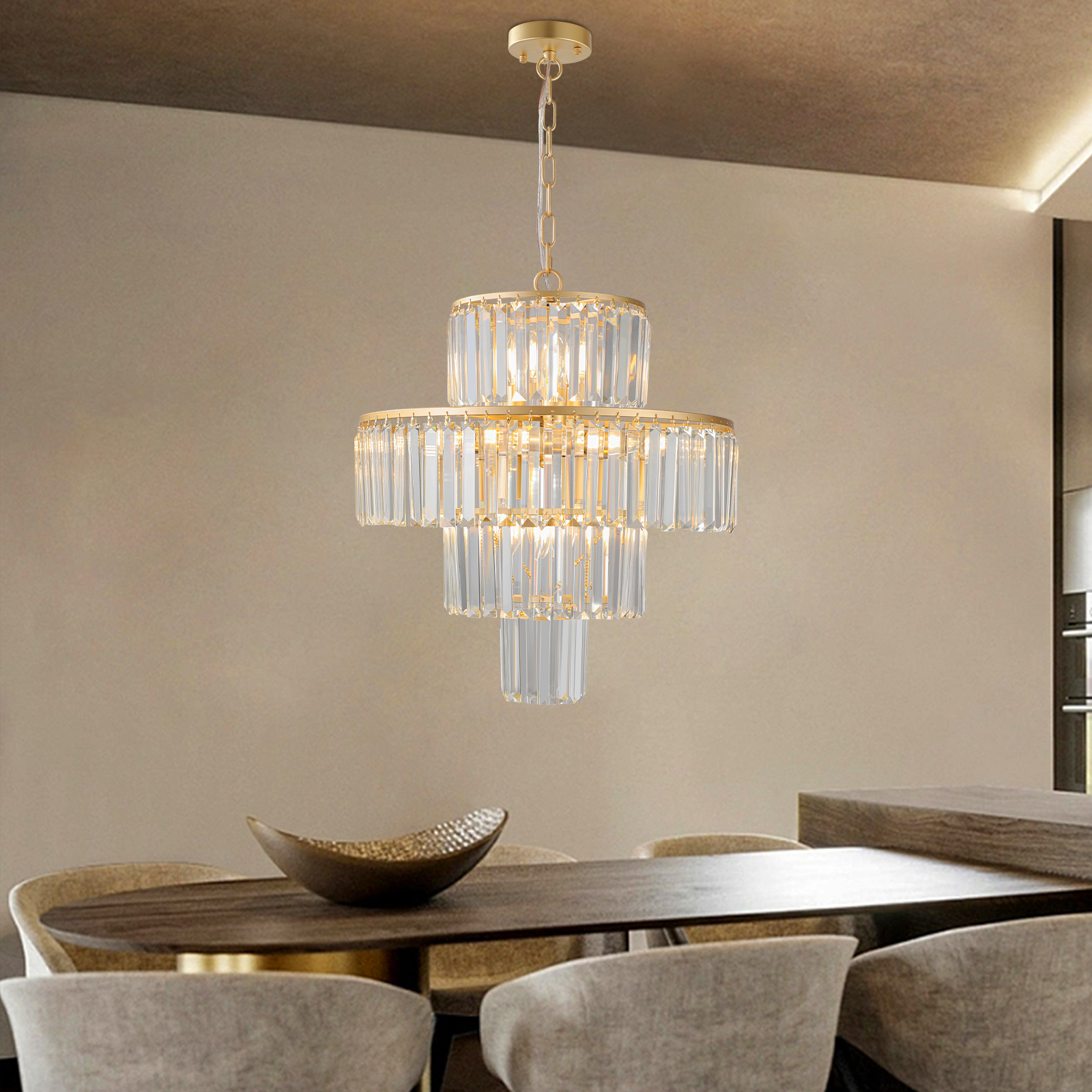 Crystal Chandelier Modern Chandeliers Lights Fixture Hanging Pendant Light Fixture for Dining Room Bedroom Living Room Dia 19.7 Inch