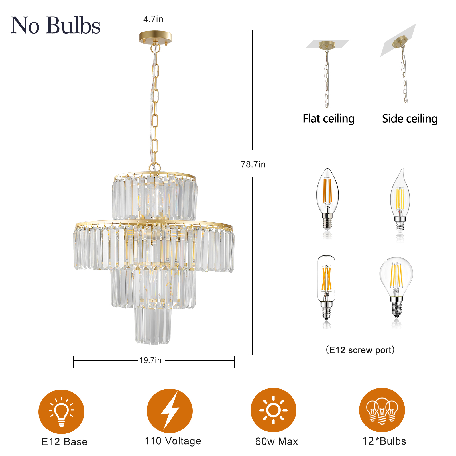 Crystal Chandelier Modern Chandeliers Lights Fixture Hanging Pendant Light Fixture for Dining Room Bedroom Living Room Dia 19.7 Inch