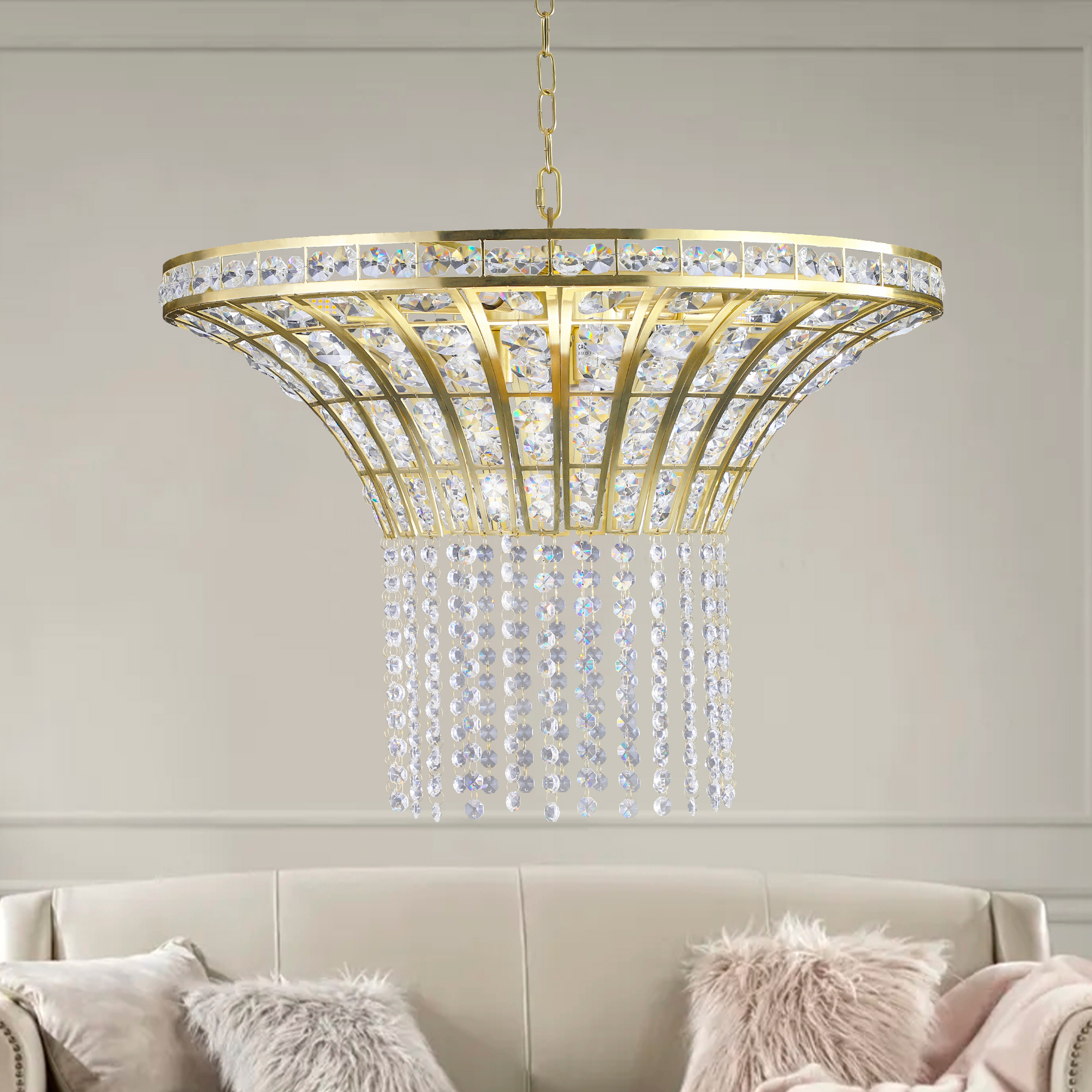 8-Light 23.6" Wide Crystal Waterfall Chandelier