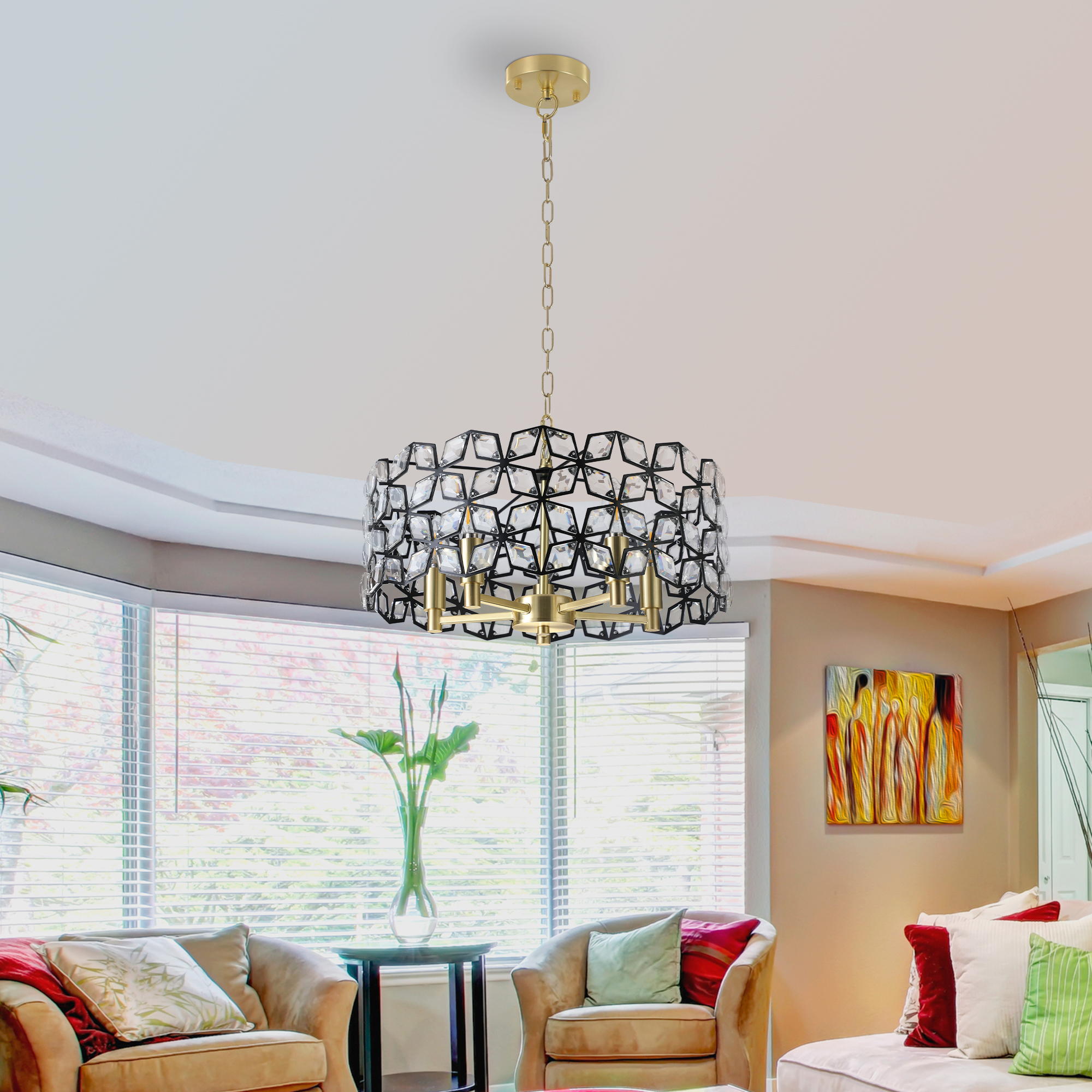 Modern Crystal Chandelier for Living-Room Round Cristal Lamp Luxury Home Decor Light Fixture