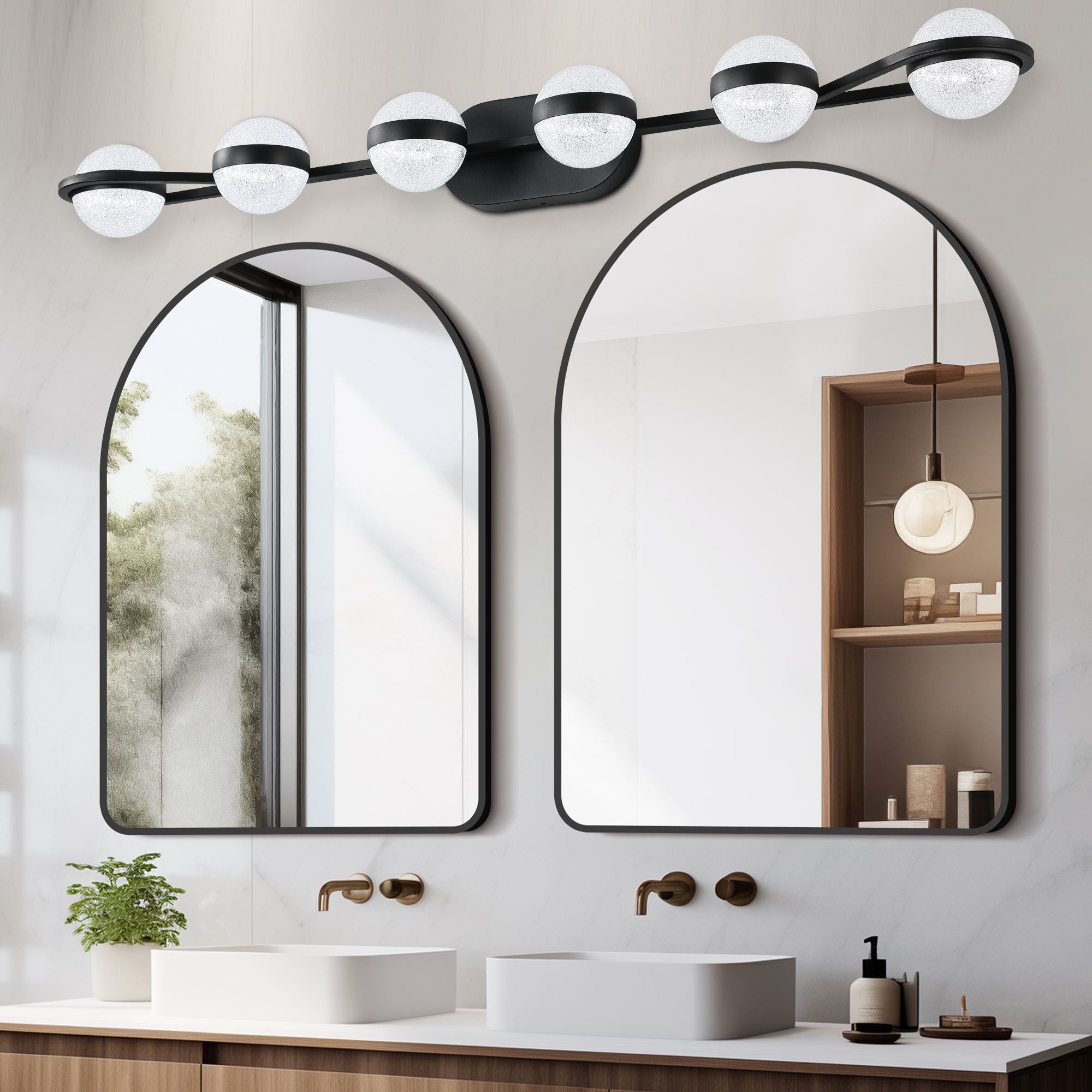 Vanity Lights With 6 LED Bulbs For Bathroom Lighting(Black)