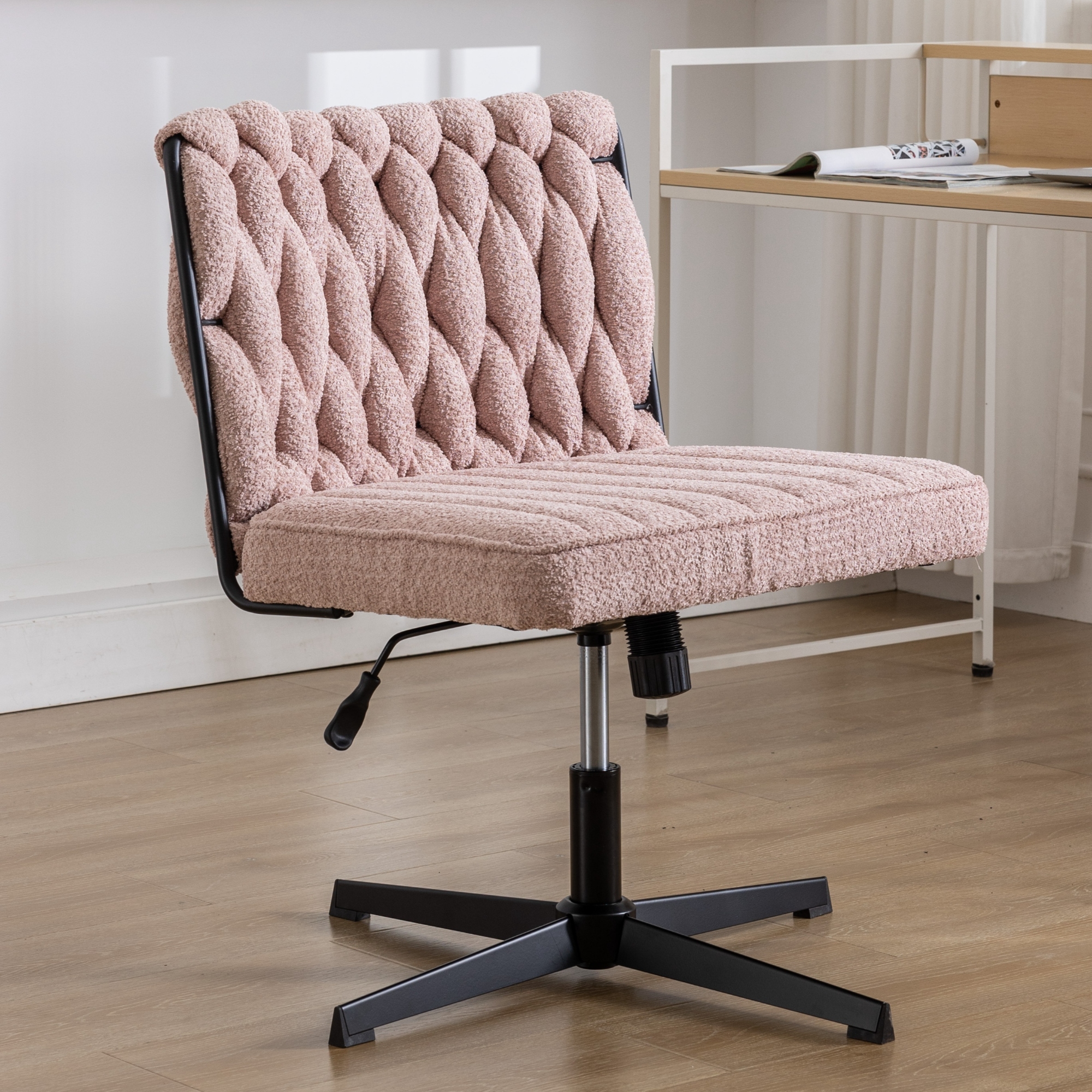 Armless Office Desk Chair No Wheels, PINK