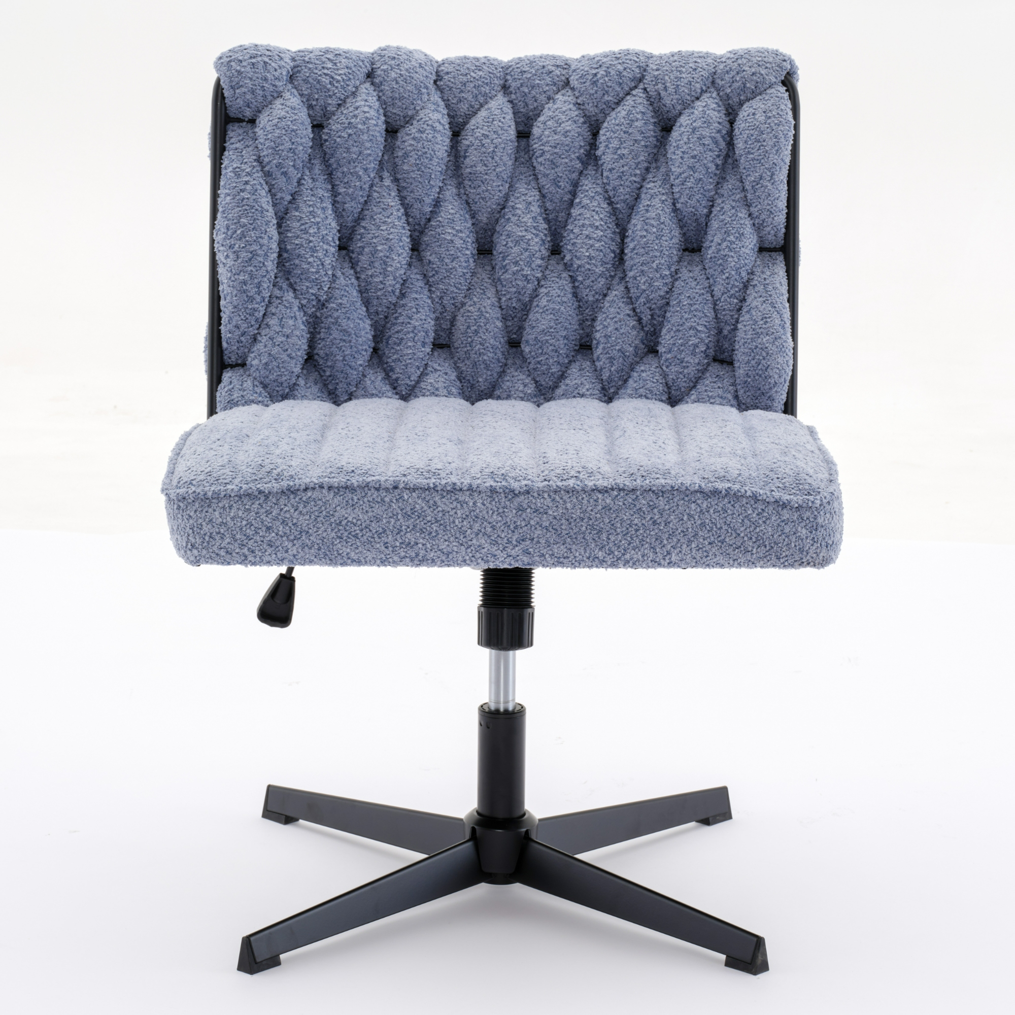 Armless Office Desk Chair No Wheels, BLUE