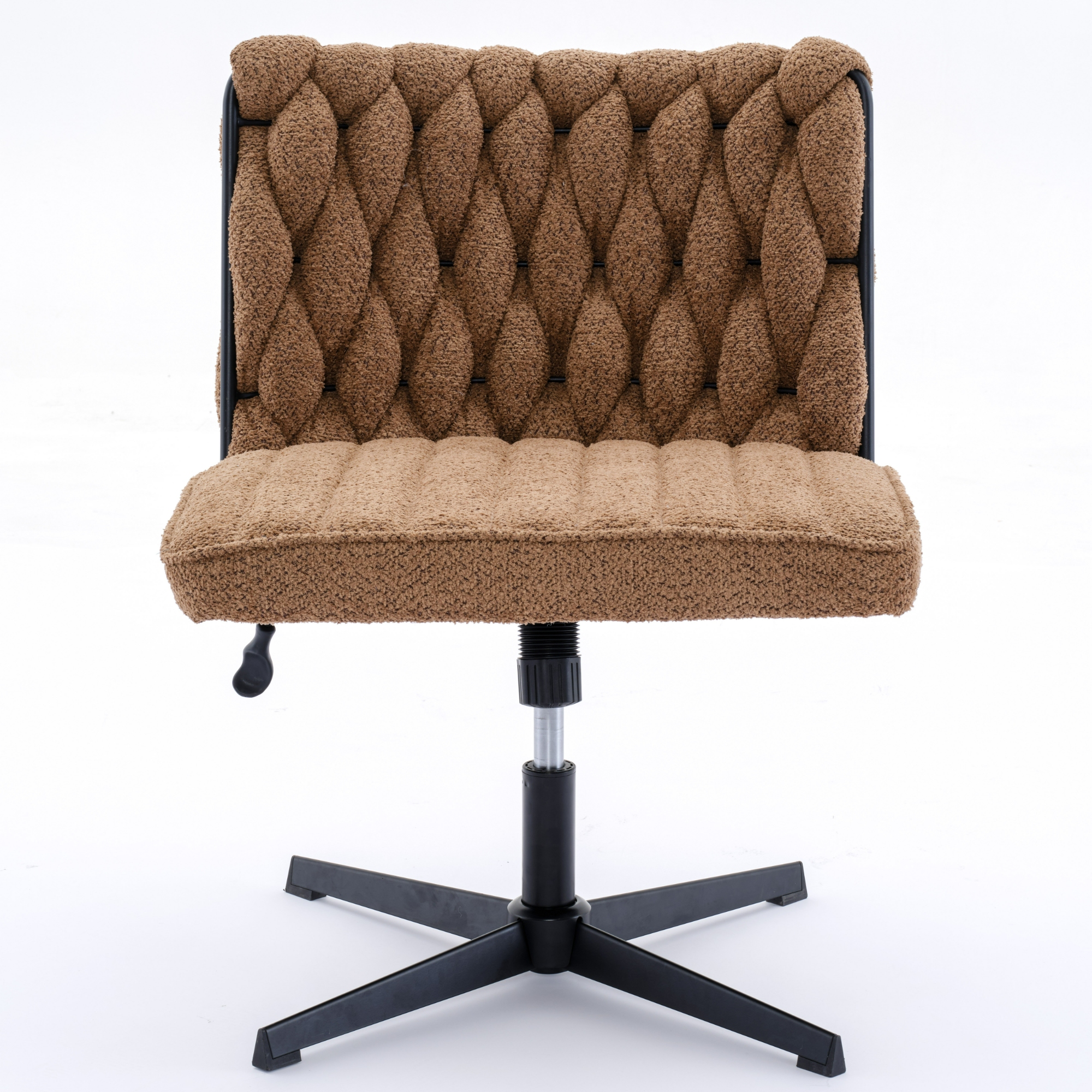 Armless Office Desk Chair No Wheels, BROWN