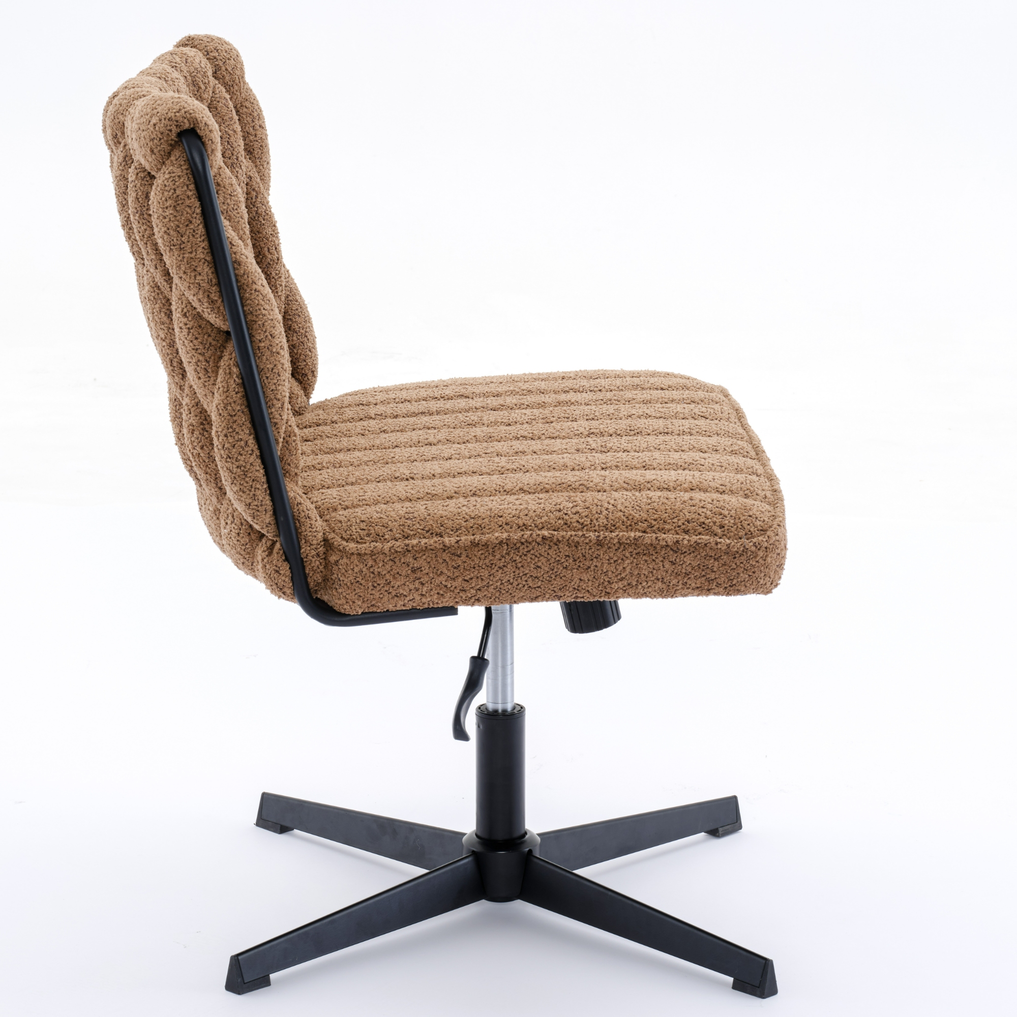 Armless Office Desk Chair No Wheels, BROWN