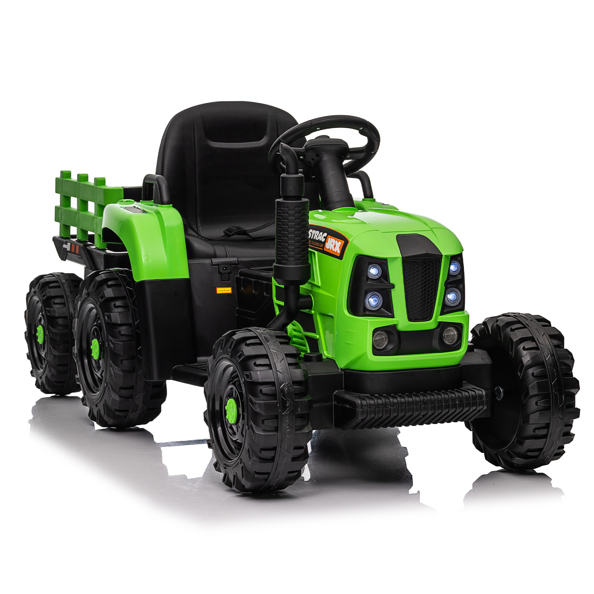 Ride on Tractor with Trailer,12V Battery Powered Electric Tractor Toy w/Remote Control,electric car for kids,Three speed adjustable,Power display, USB,MP3 ,Bluetooth,LED light,Two-point safety belt