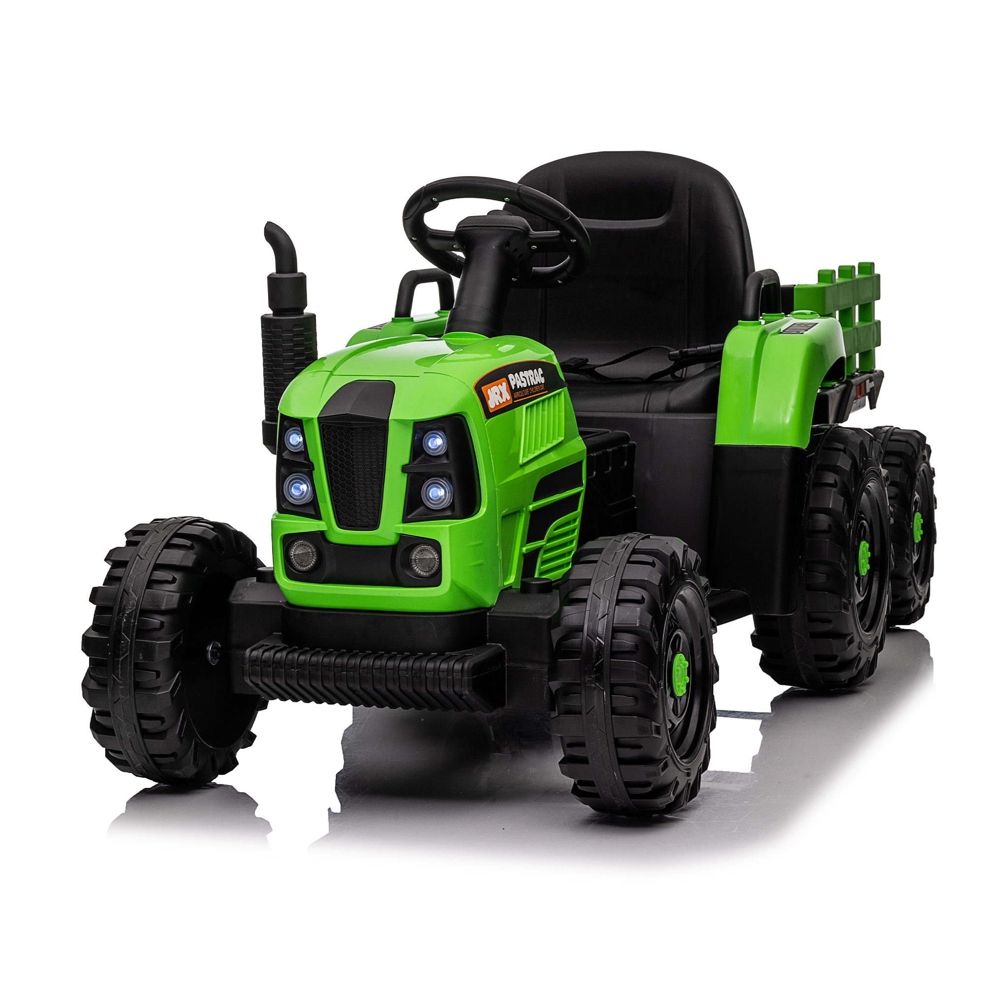 Ride on Tractor with Trailer,12V Battery Powered Electric Tractor Toy w/Remote Control,electric car for kids,Three speed adjustable,Power display, USB,MP3 ,Bluetooth,LED light,Two-point safety belt