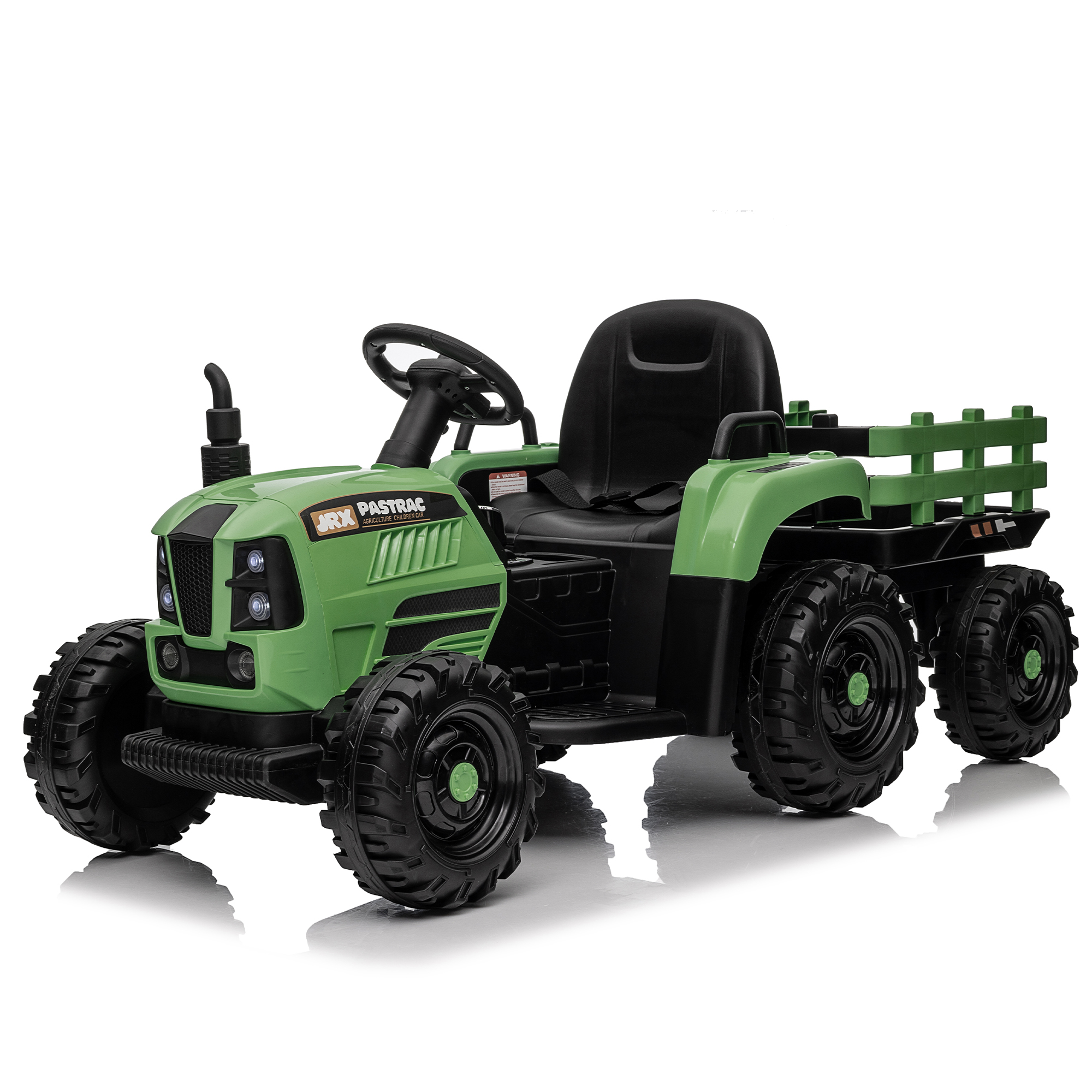 Ride on Tractor with Trailer,12V Battery Powered Electric Tractor Toy w/Remote Control,electric car for kids,Three speed adjustable,Power display, USB,MP3 ,Bluetooth,LED light,Two-point safety belt