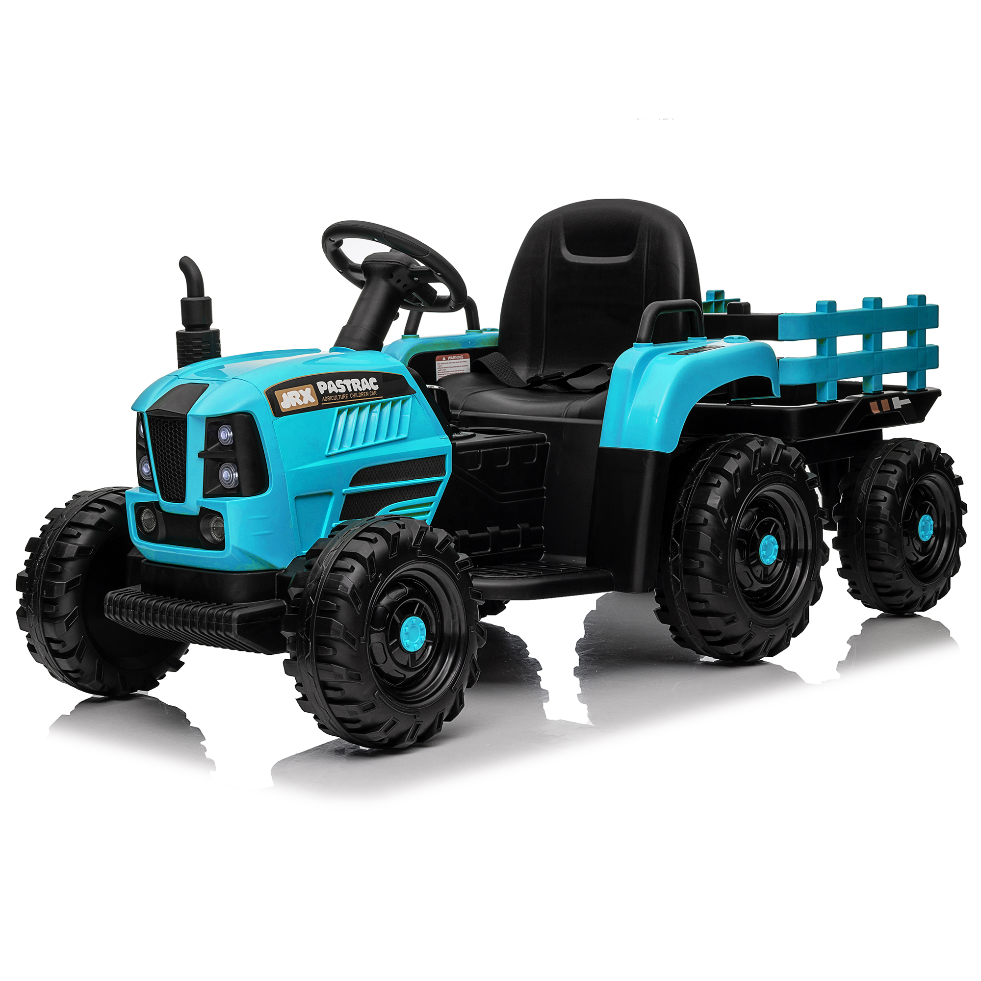 Ride on Tractor with Trailer,12V Battery Powered Electric Tractor Toy w/Remote Control,electric car for kids,Three speed adjustable,Power display, USB,MP3 ,Bluetooth,LED light,Two-point safety belt